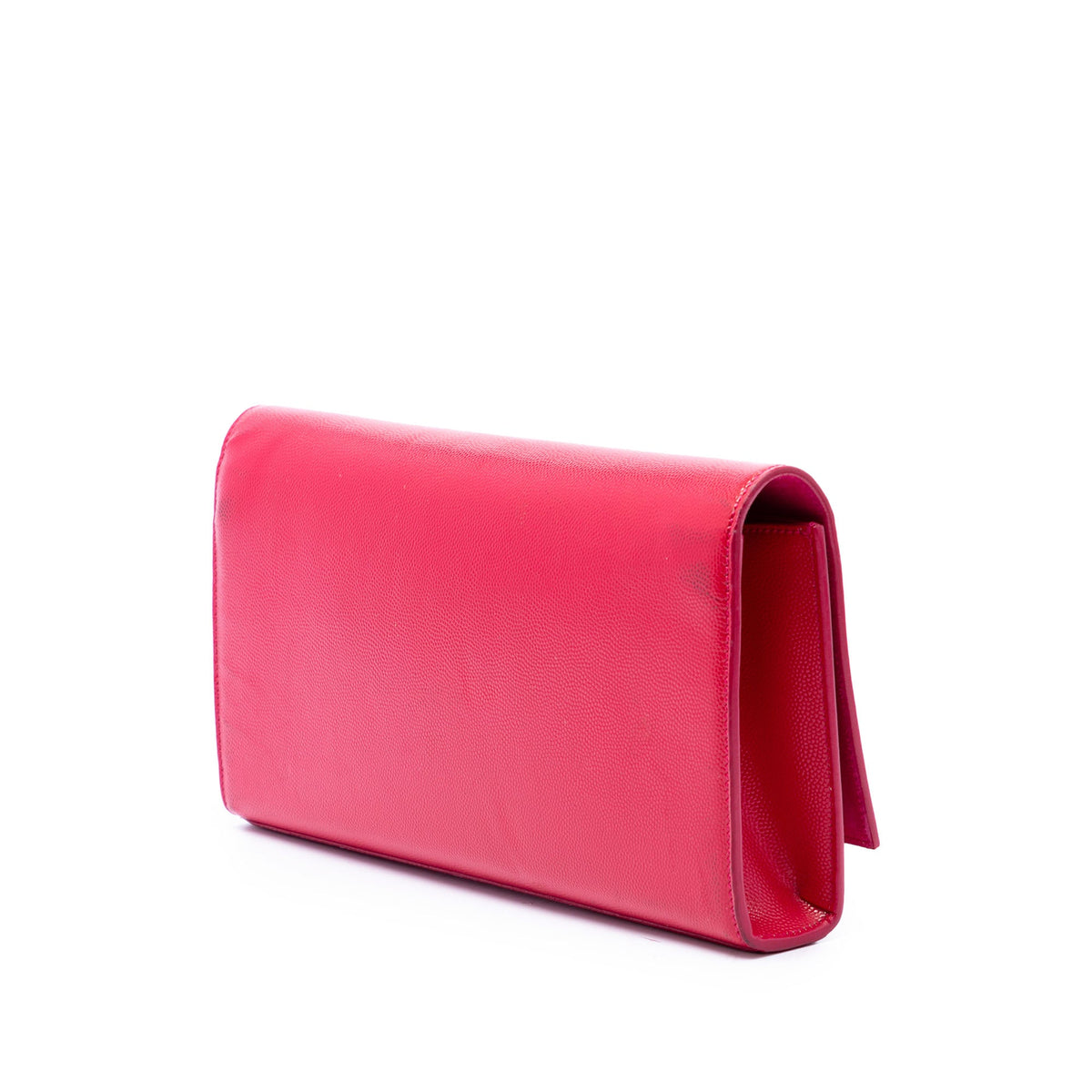 Saint Laurent Grain de Poudre Monogram Cassandre Clutch — Red