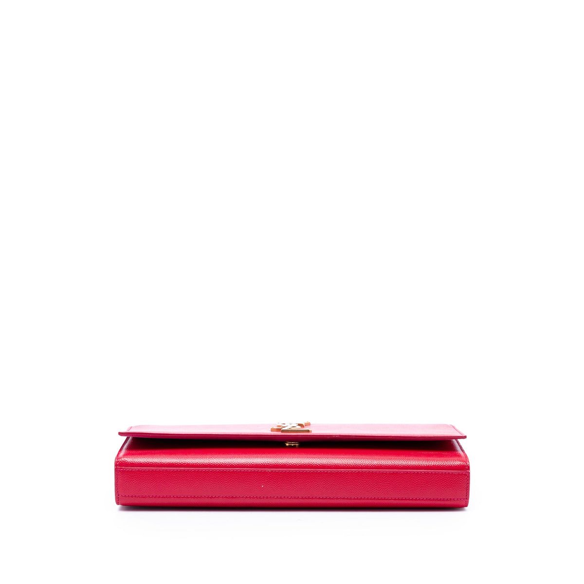 Saint Laurent Grain de Poudre Monogram Cassandre Clutch — Red