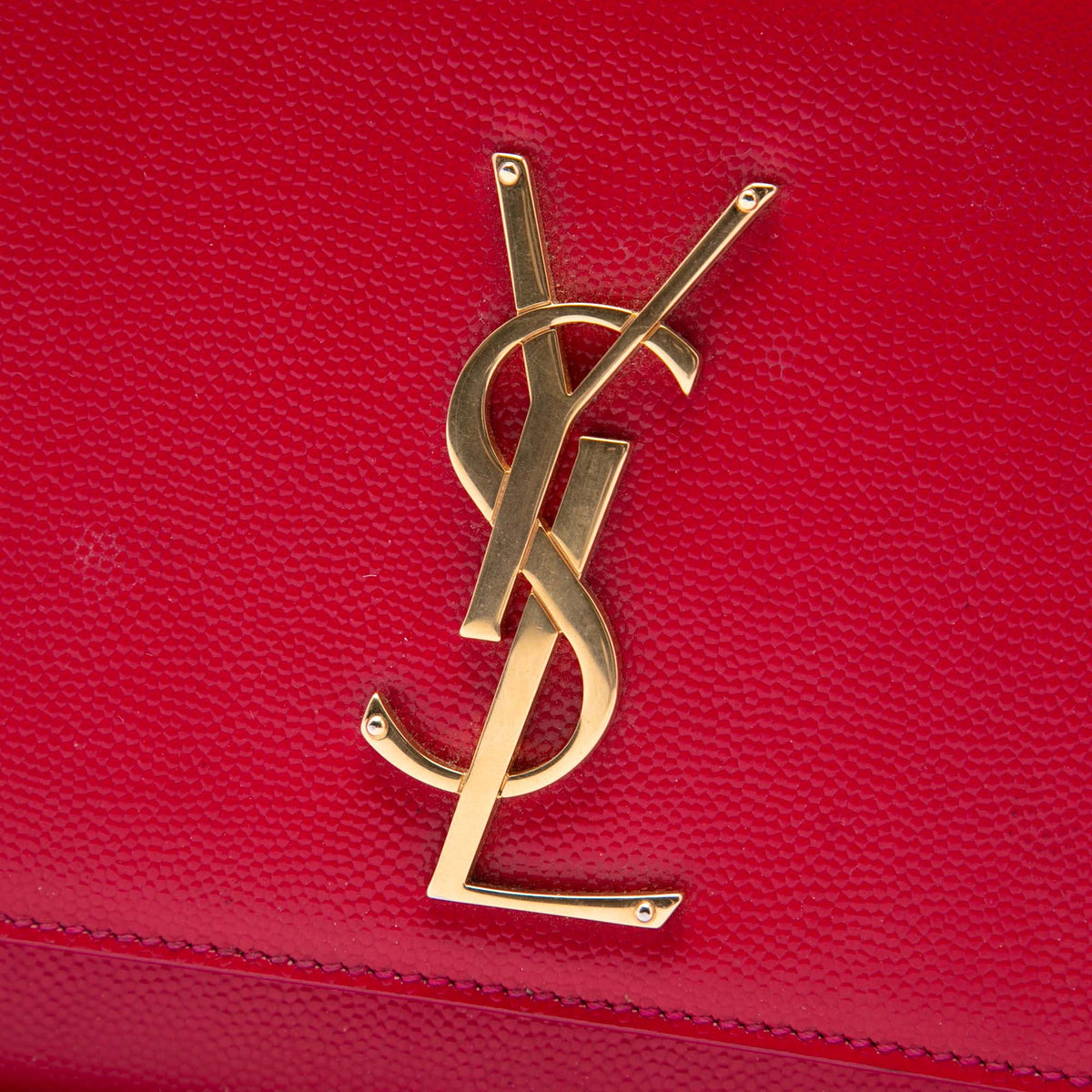 Saint Laurent Grain de Poudre Monogram Cassandre Clutch — Red