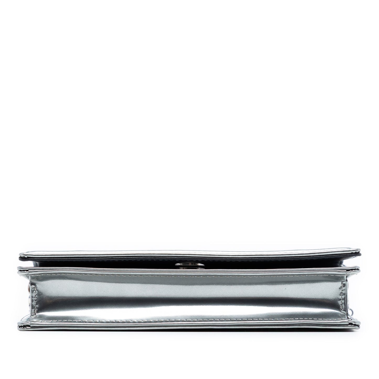 Dior Metallic Patent Microcannage Diorama Wallet on Chain