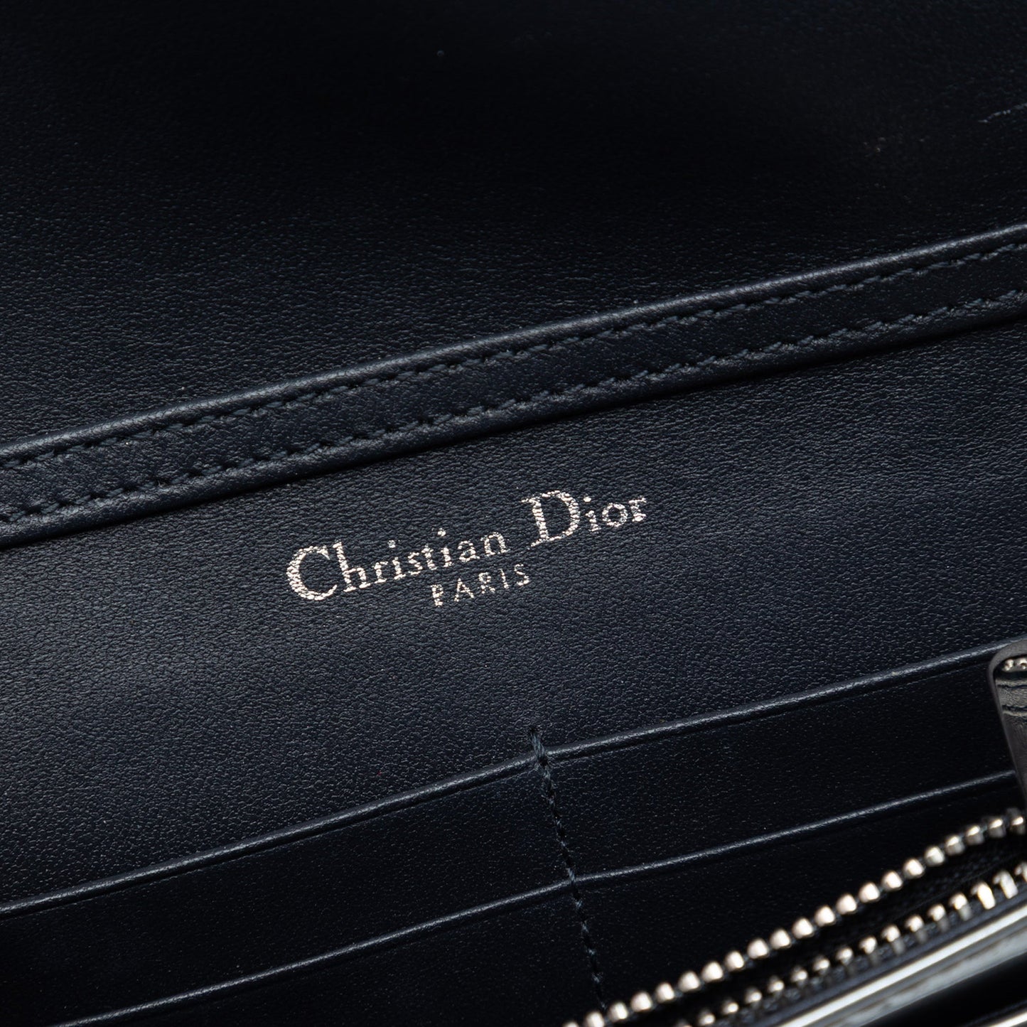 Dior Metallic Patent Microcannage Diorama Wallet on Chain