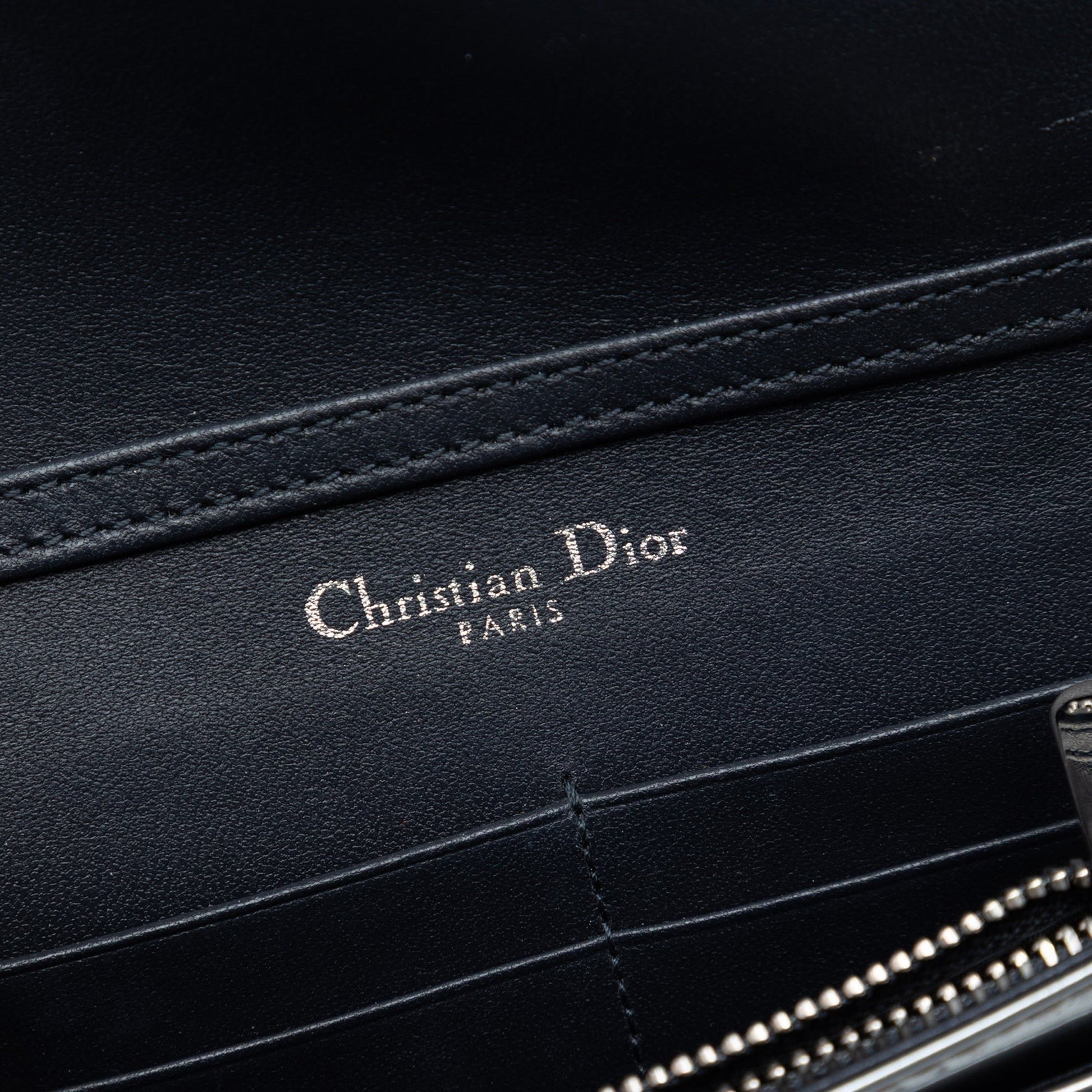 Dior Metallic Patent Microcannage Diorama Wallet on Chain