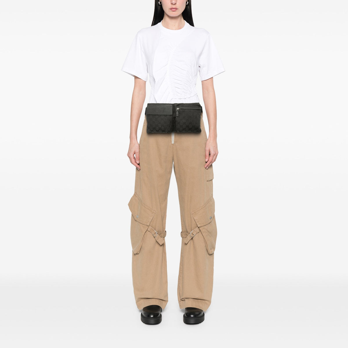 Gucci GG Canvas Double Pocket Belt Bag
