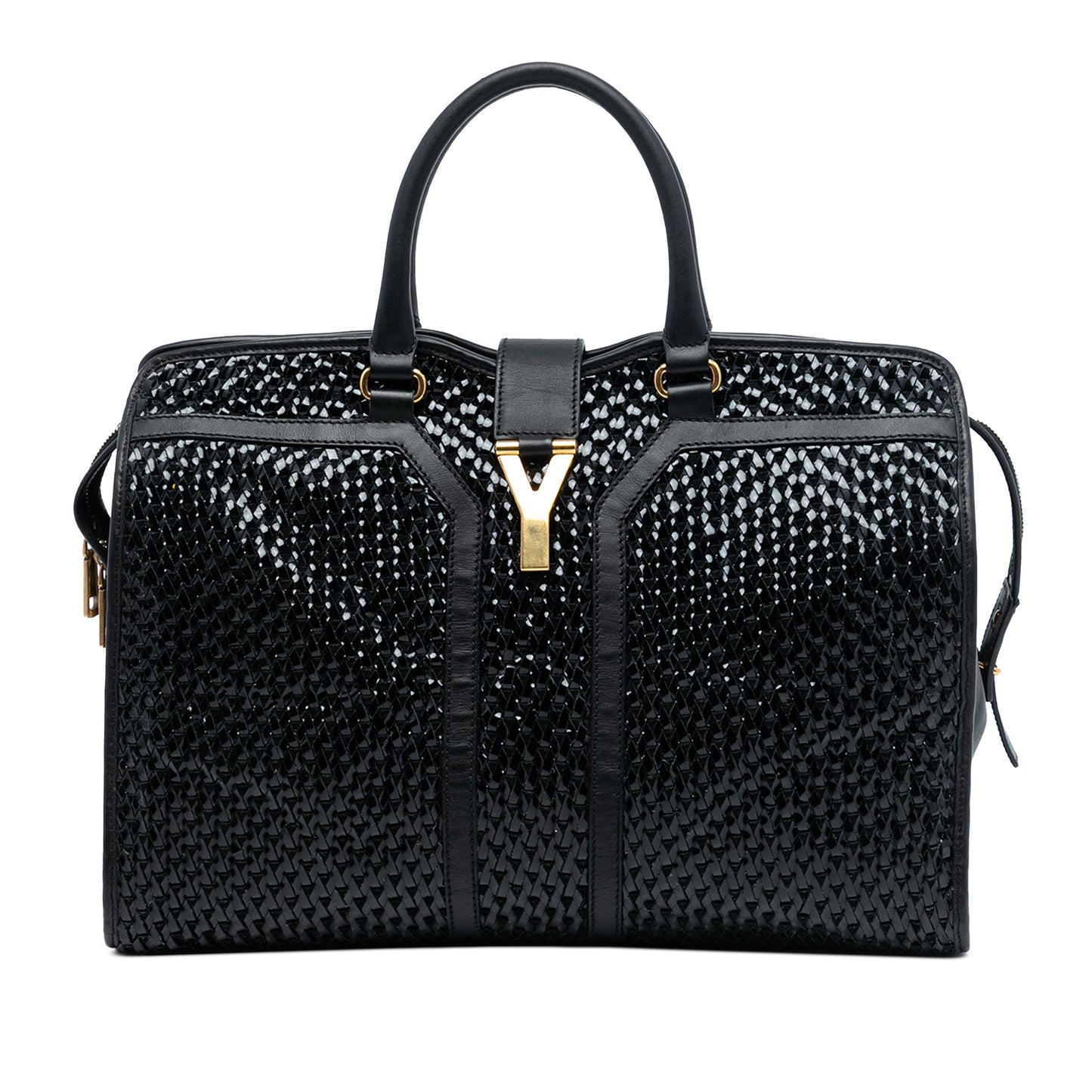 Saint Laurent Large Leather and Braided Vinyl Cabas Chyc Satchel