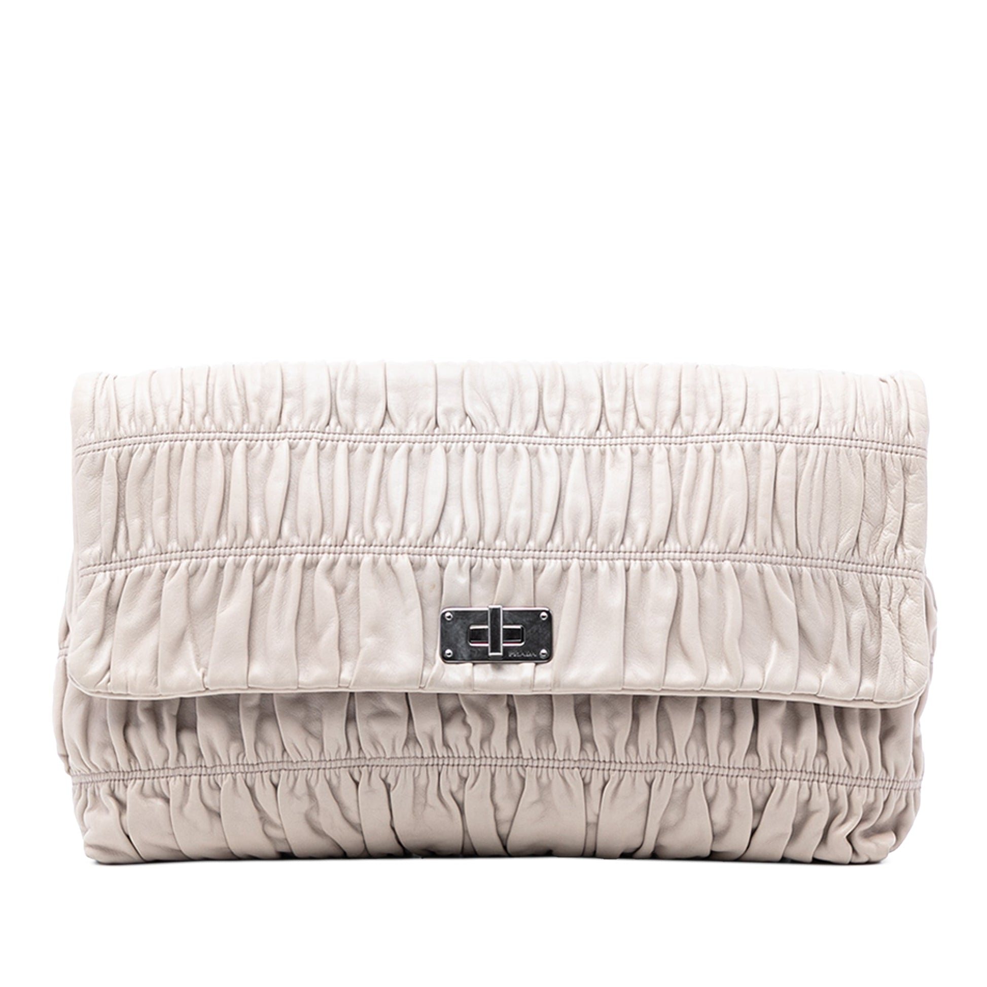 Prada Nappa Gaufre Turn Lock Clutch