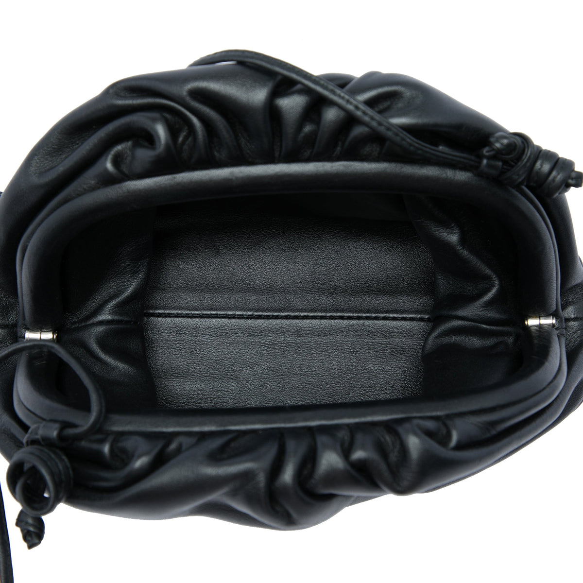 Bottega Veneta Lambskin The Mini Pouch Crossbody — Black