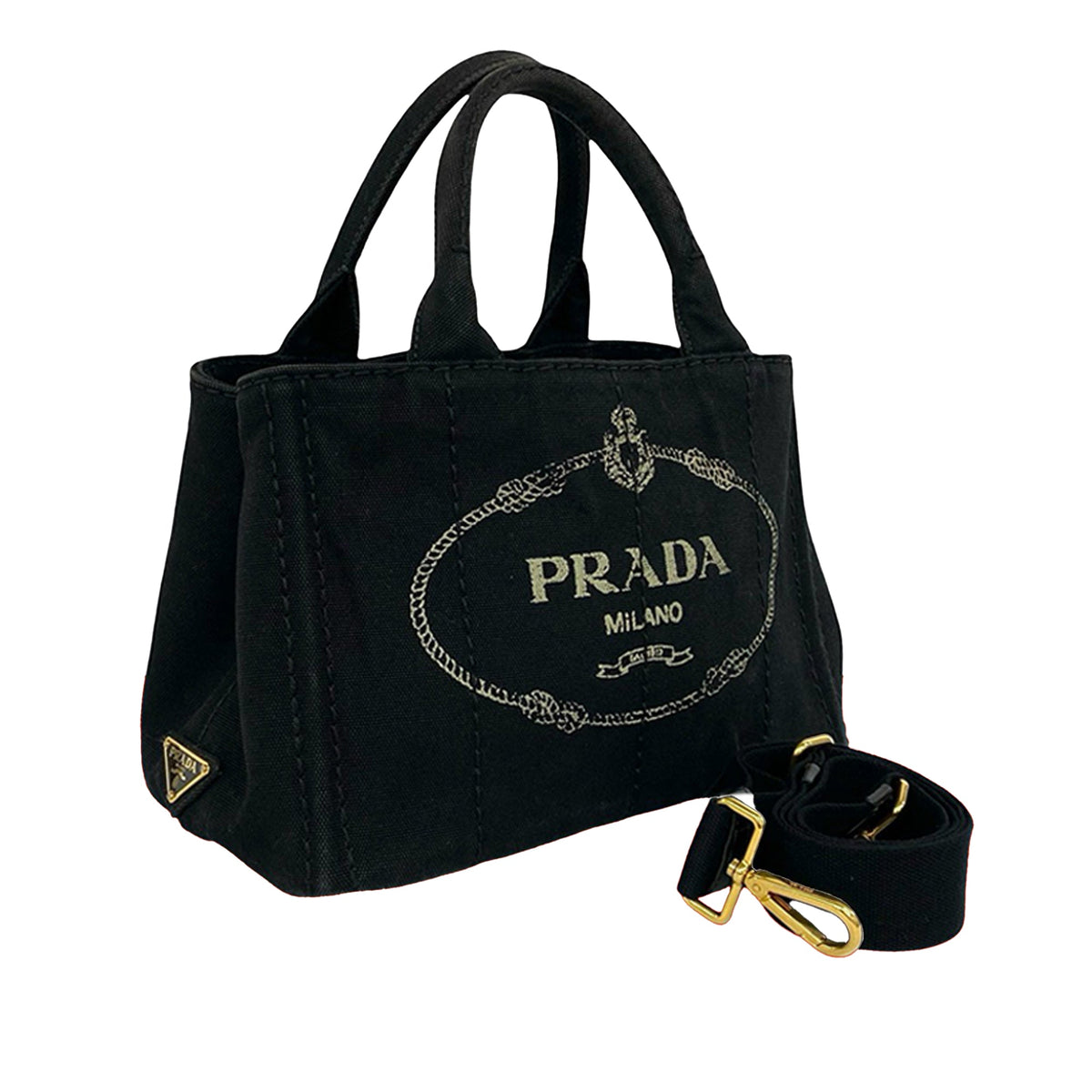 Prada Small Canvas Canapa Logo Tote