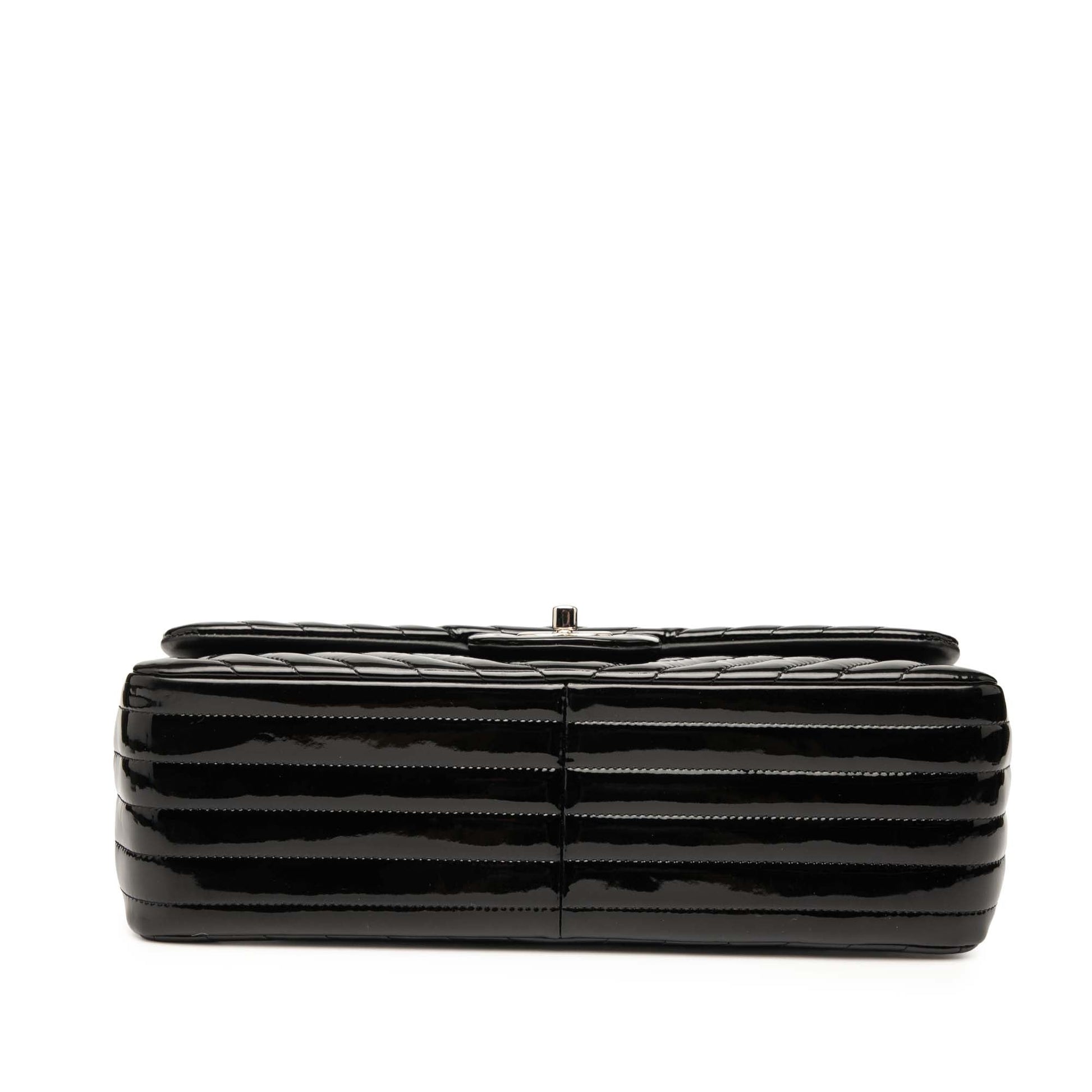 Chanel Jumbo Classic Chevron Patent Double Flap