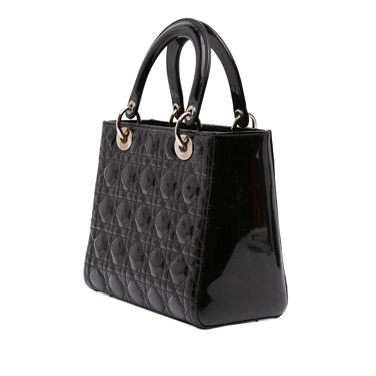 Dior Medium Patent Cannage Lady Dior — Black