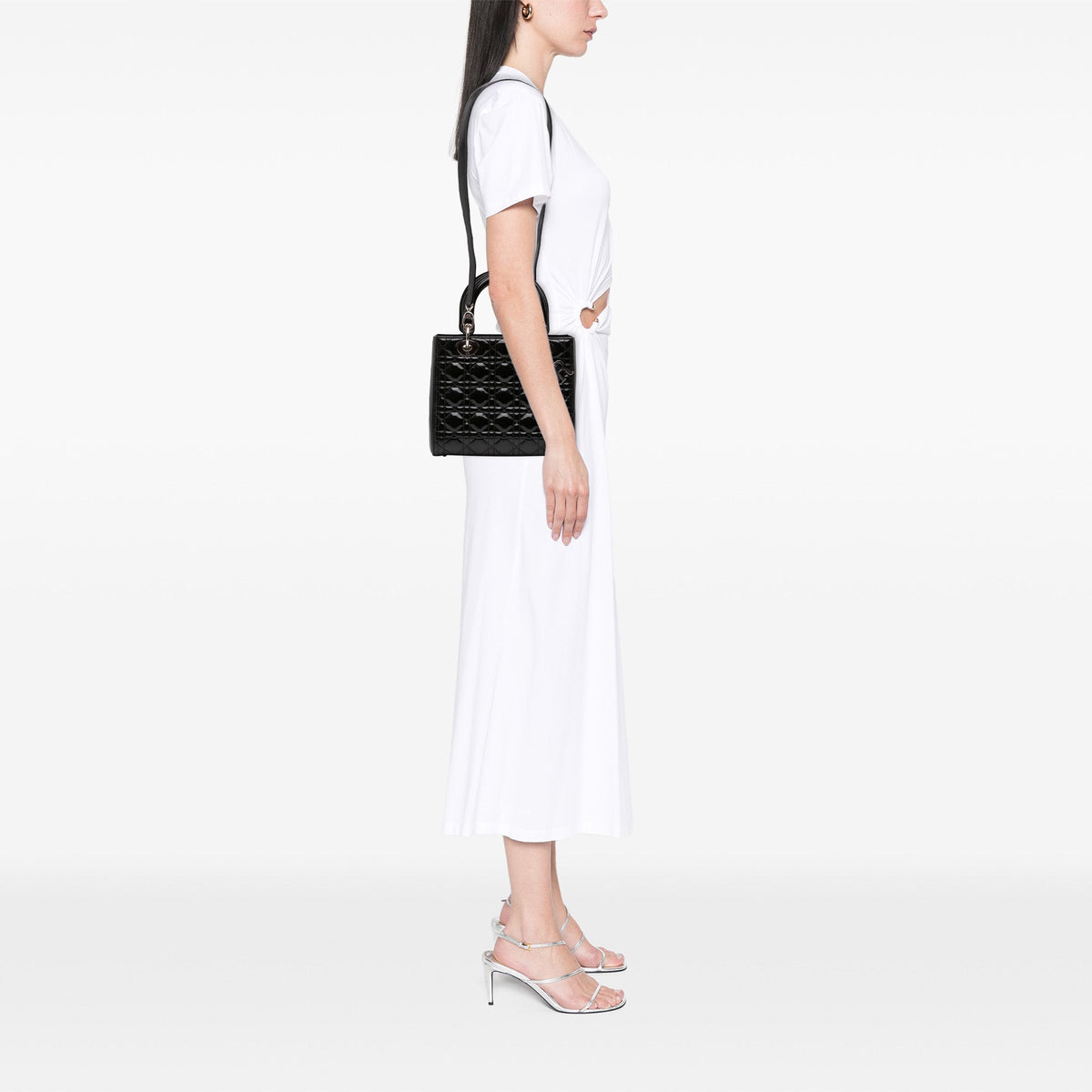 Dior Medium Patent Cannage Lady Dior — Black