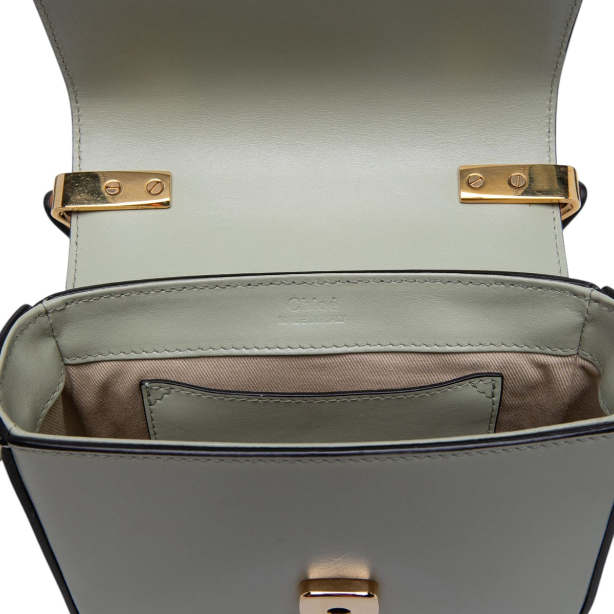 Chloé Mini Tricolor Calfskin C Satchel — Brown
