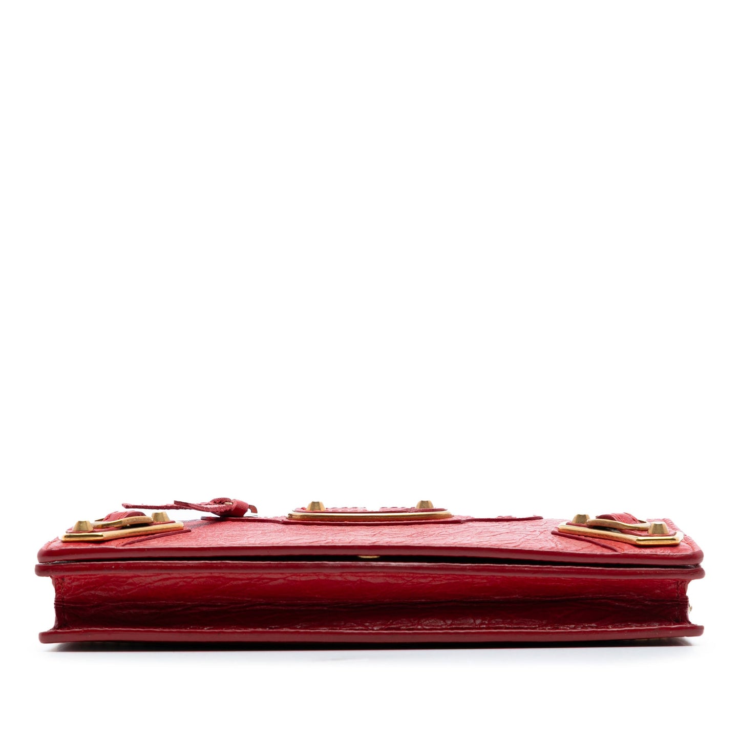 Balenciaga Lambskin Motocross Metallic Edge Wallet on Chain