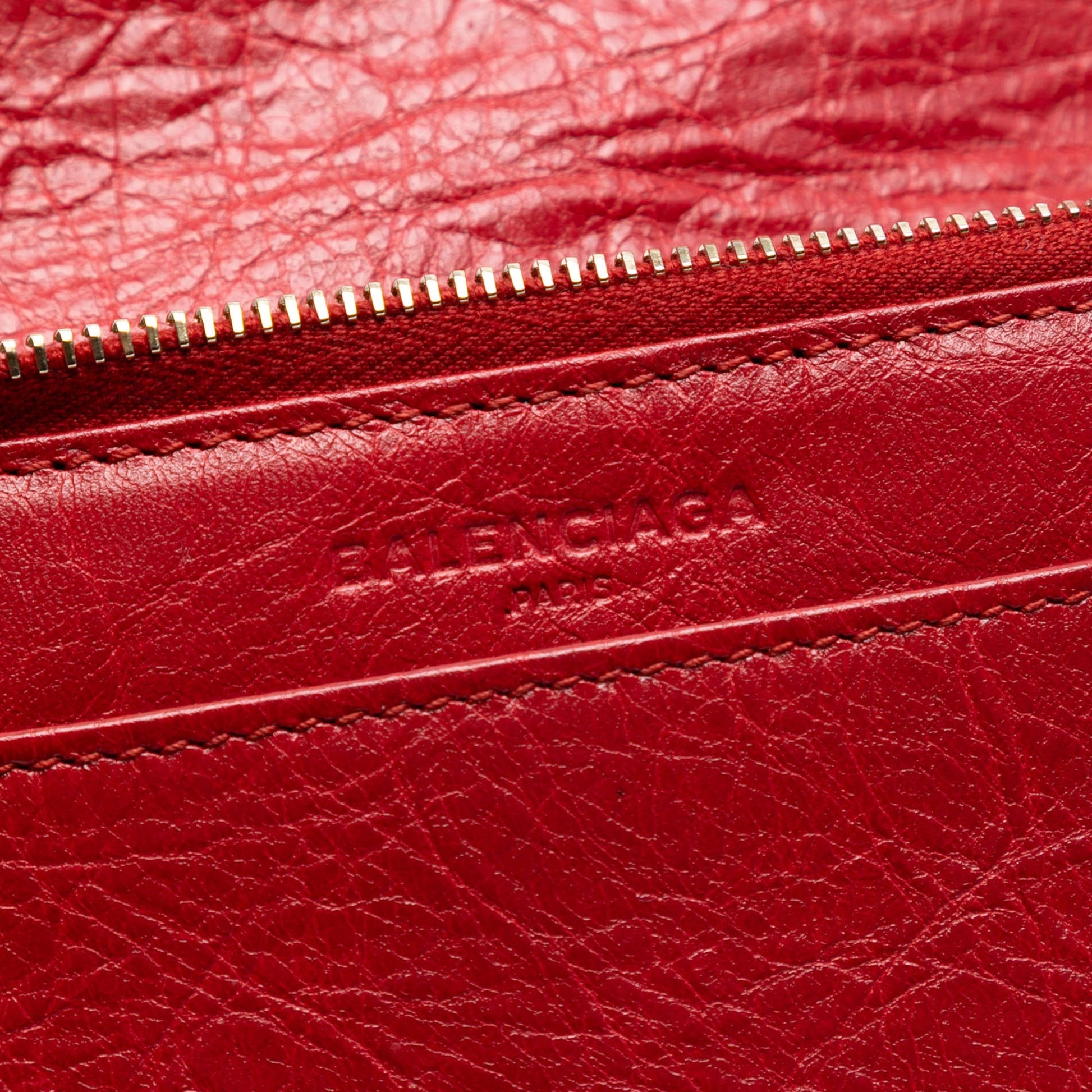 Balenciaga Lambskin Motocross Metallic Edge Wallet on Chain
