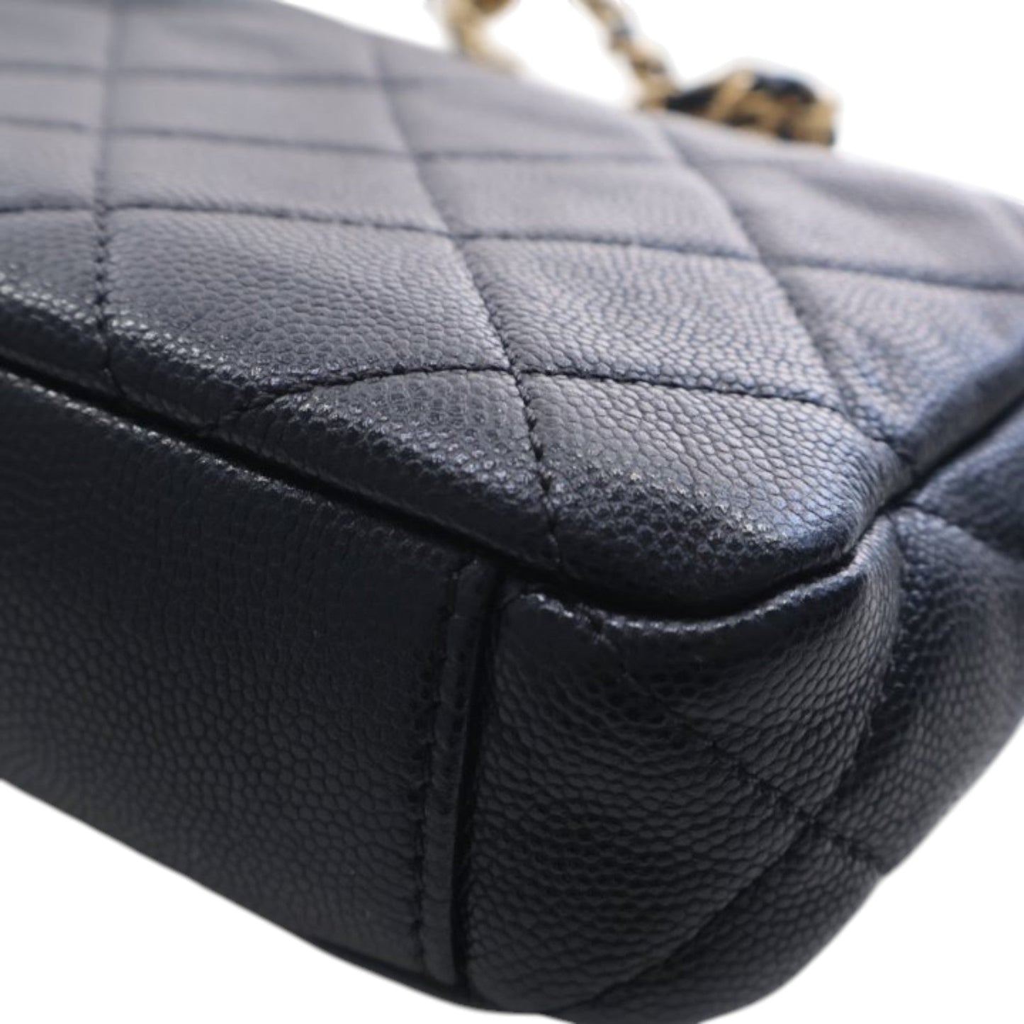 Chanel CC Mini Square Quilted Caviar Single Flap