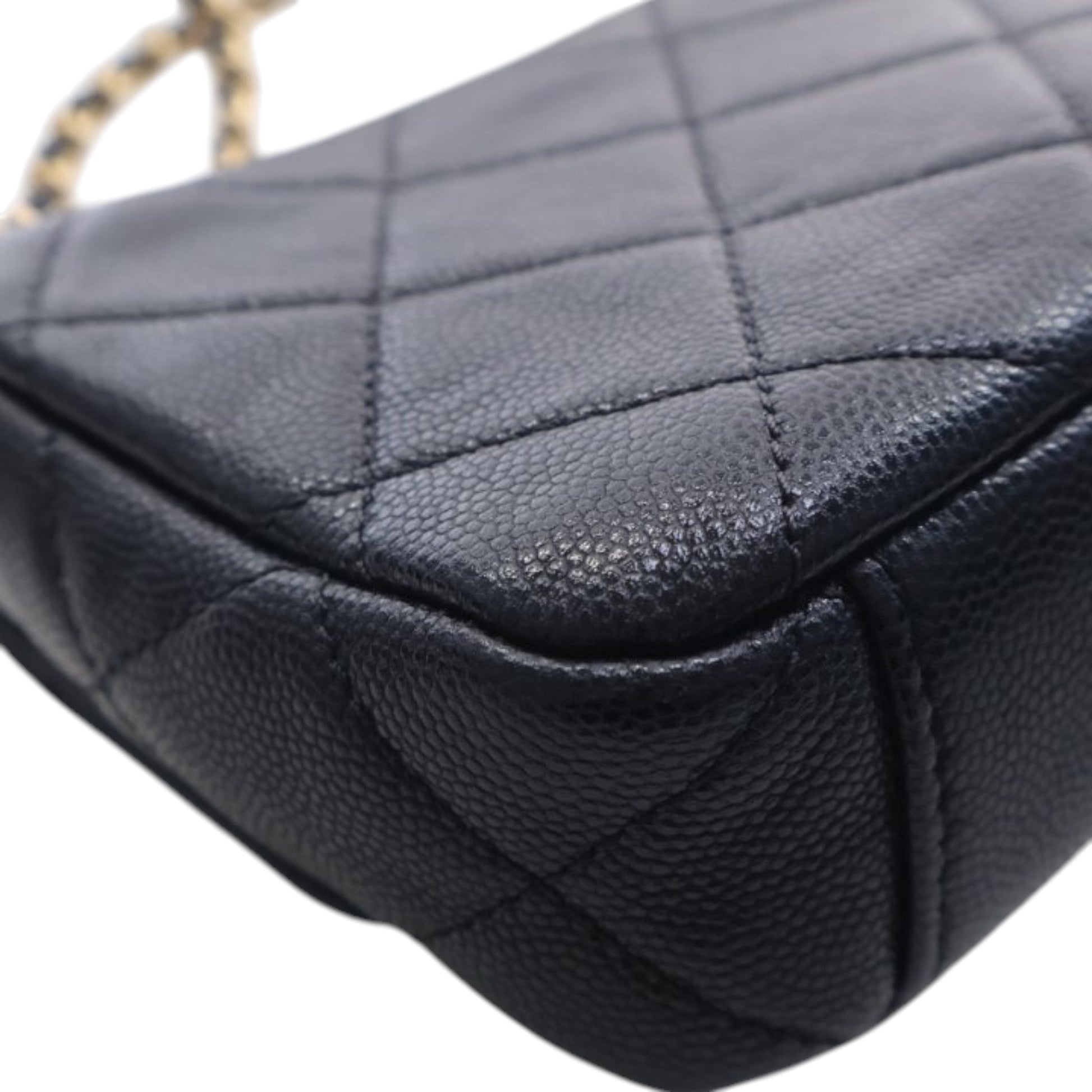 Chanel CC Mini Square Quilted Caviar Single Flap