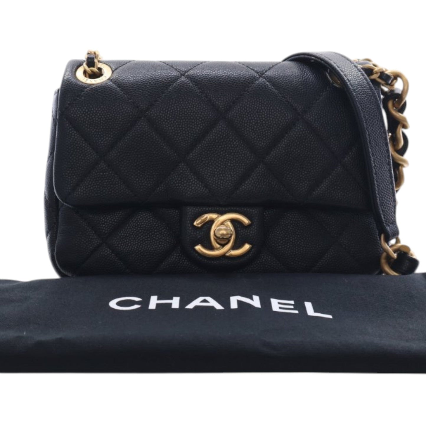 Chanel CC Mini Square Quilted Caviar Single Flap