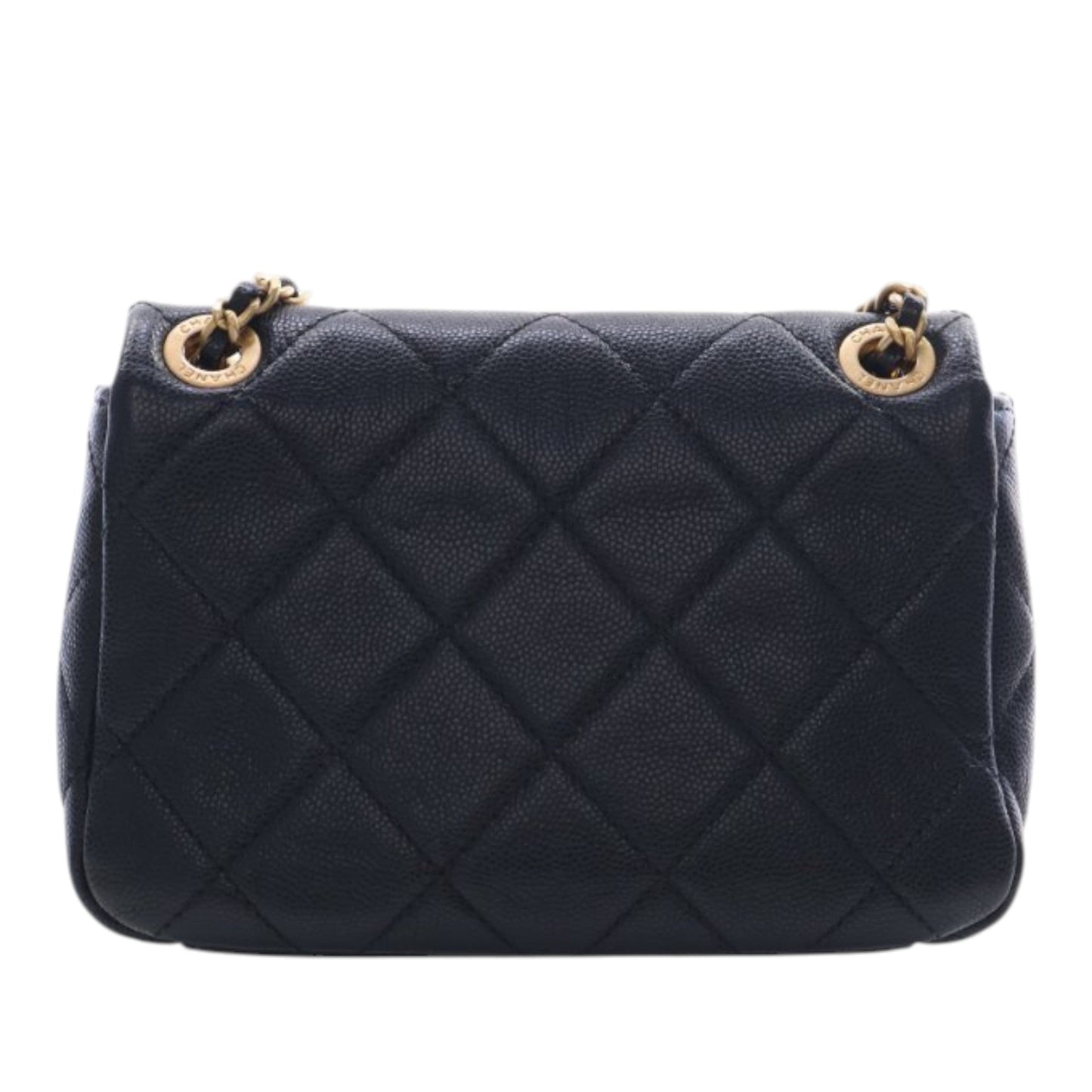 Chanel CC Mini Square Quilted Caviar Single Flap