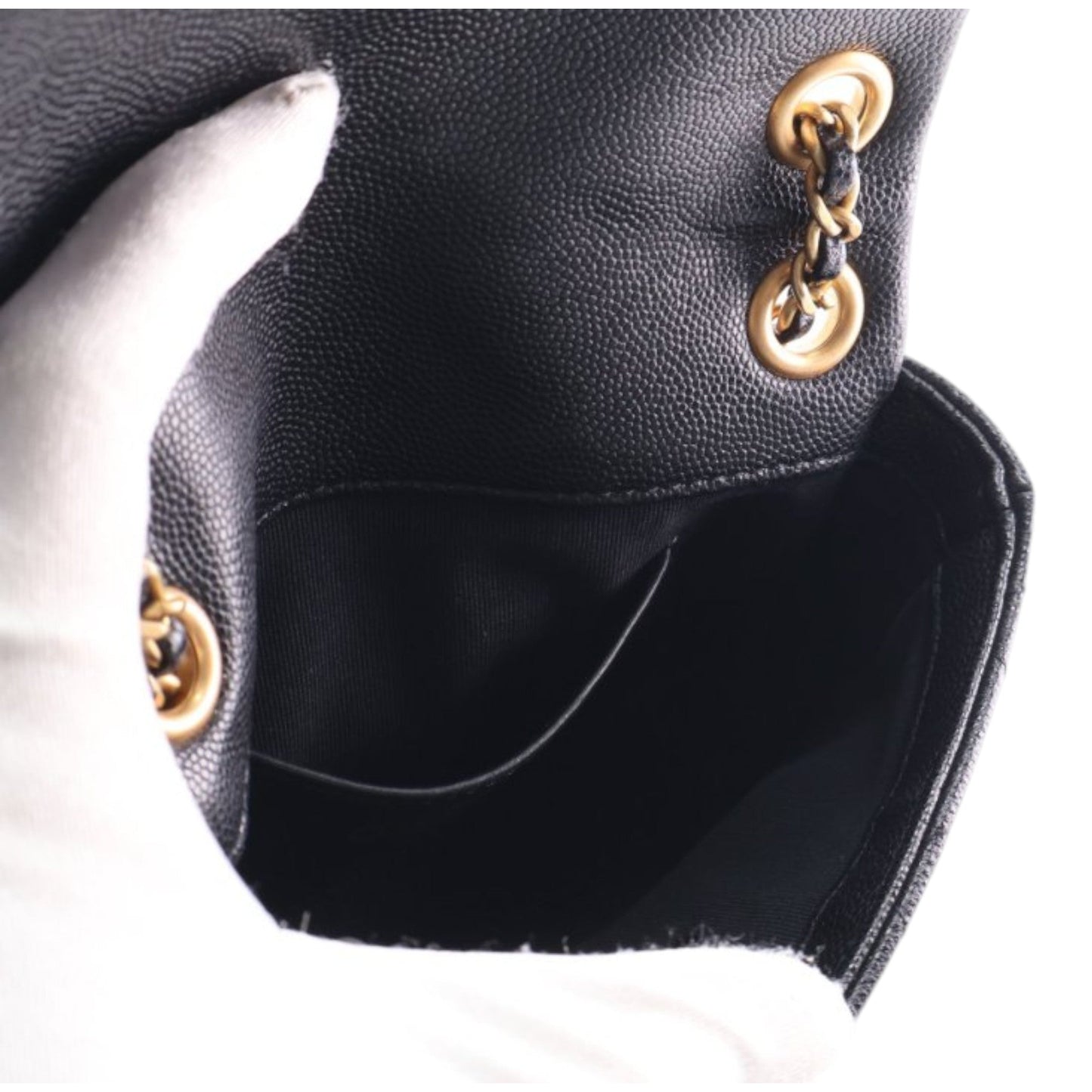 Chanel CC Mini Square Quilted Caviar Single Flap