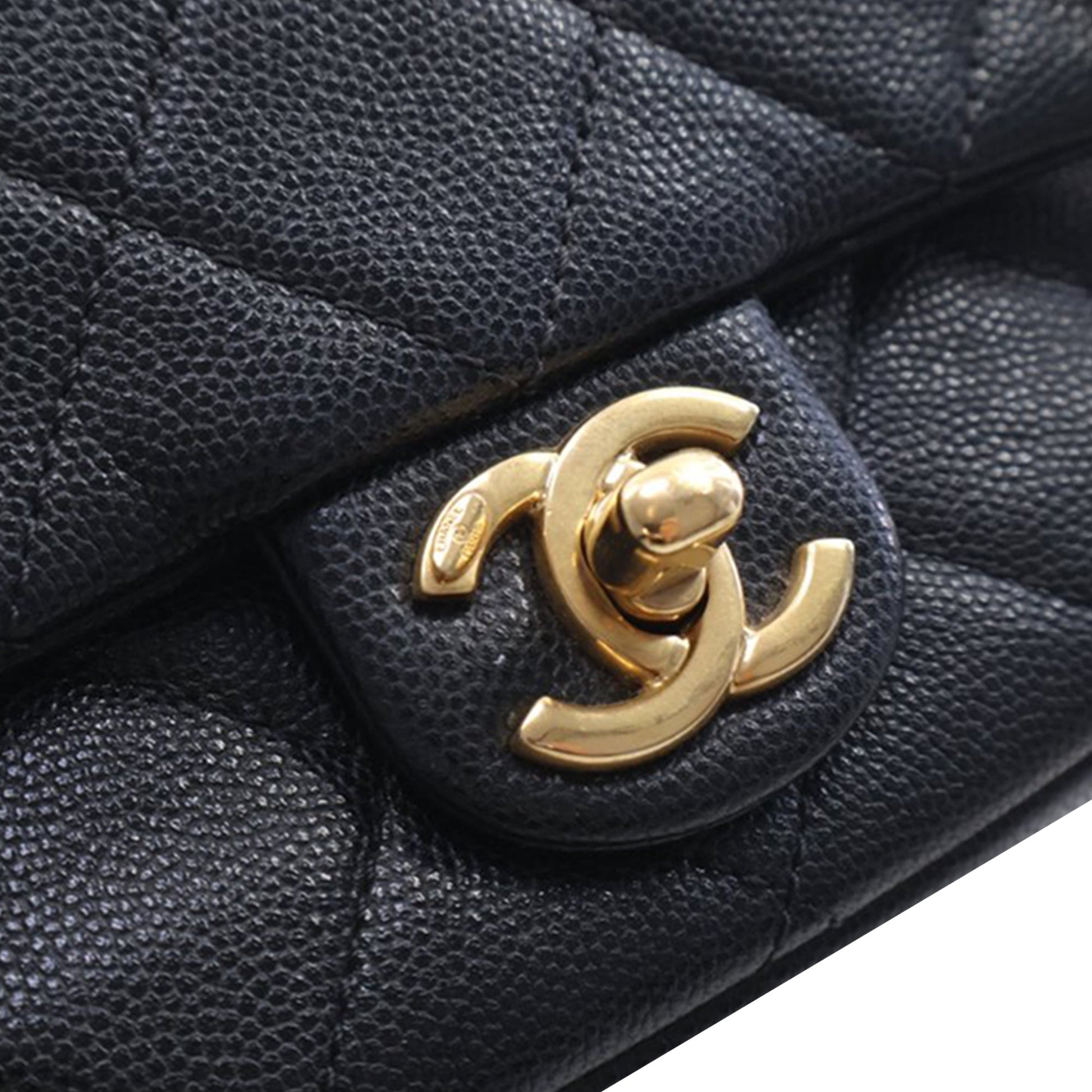Chanel CC Mini Square Quilted Caviar Single Flap