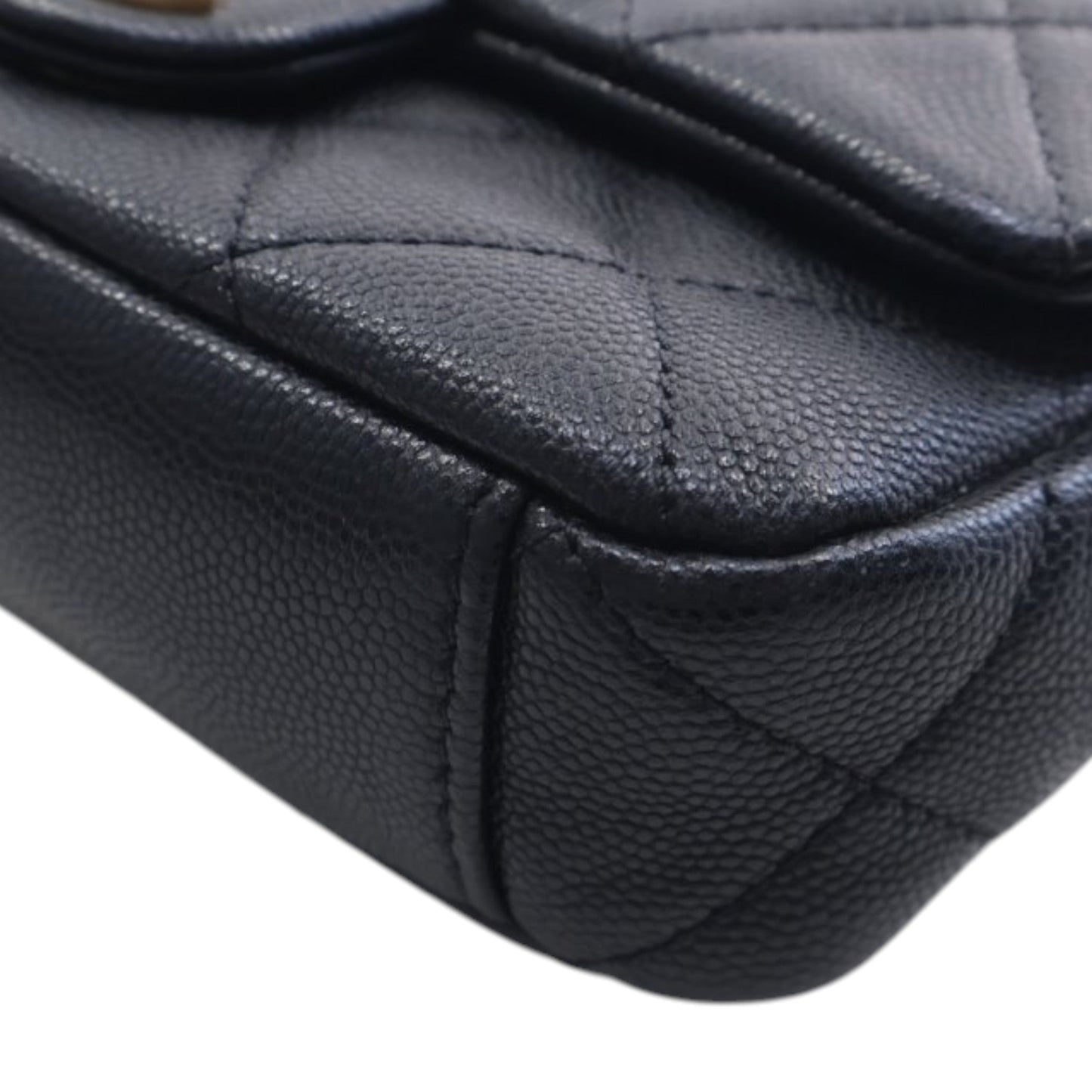 Chanel CC Mini Square Quilted Caviar Single Flap