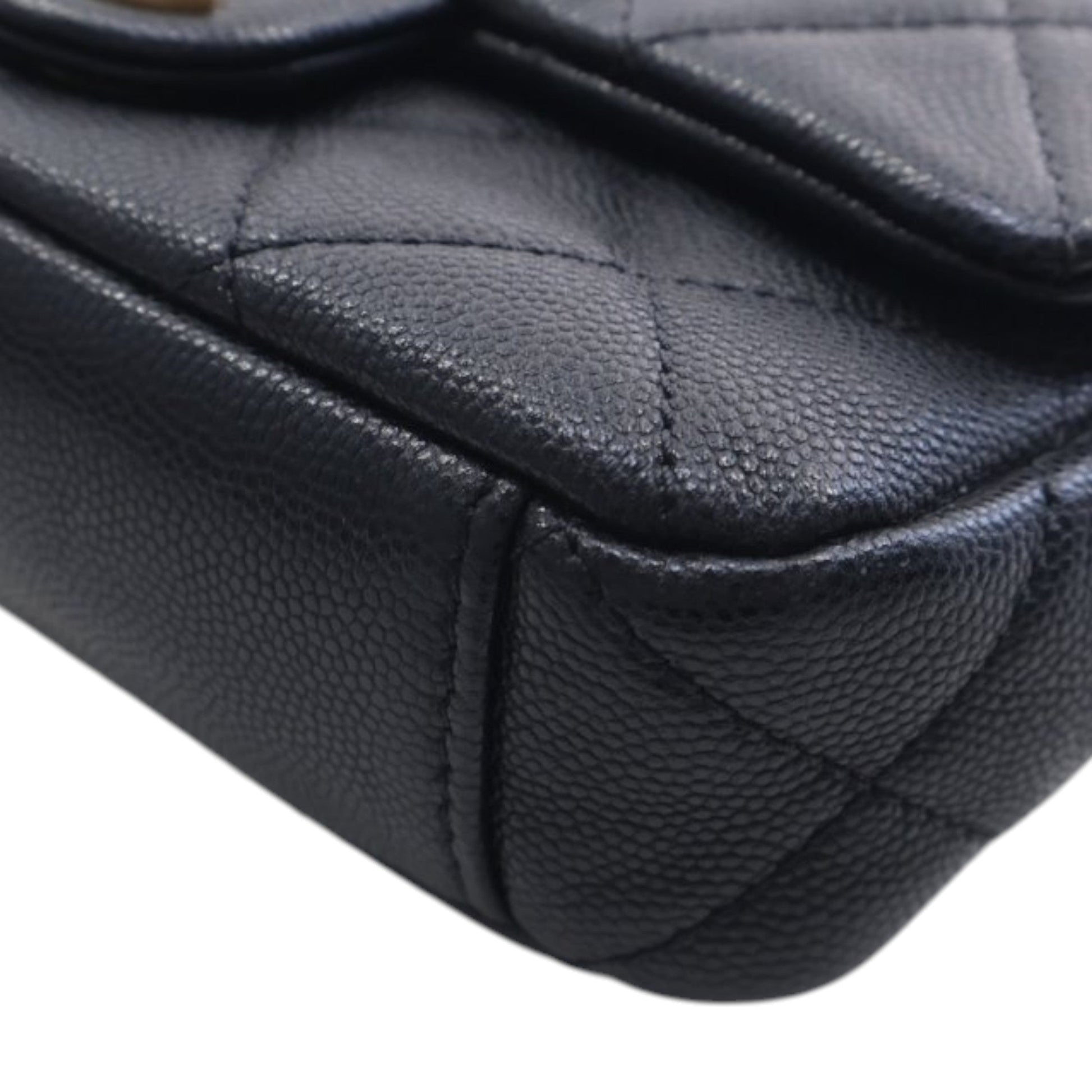 Chanel CC Mini Square Quilted Caviar Single Flap