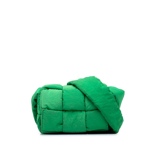 Bottega Veneta Candy Nylon Intrecciato Padded Tech Cassette Crossbody — Green