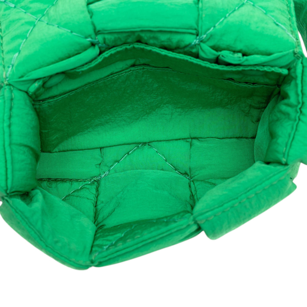 Bottega Veneta Candy Nylon Intrecciato Padded Tech Cassette Crossbody — Green