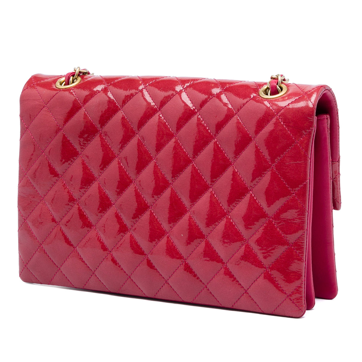 Chanel Quilted Patent Goatskin Pagoda Accordion Flap — Red