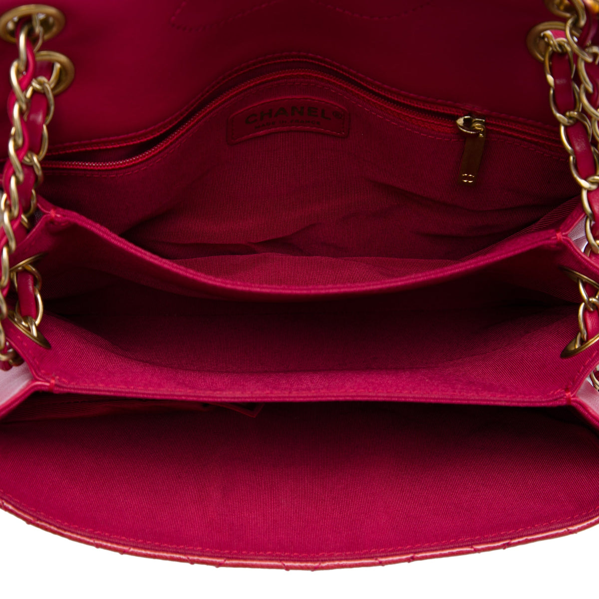Chanel Quilted Patent Goatskin Pagoda Accordion Flap — Red
