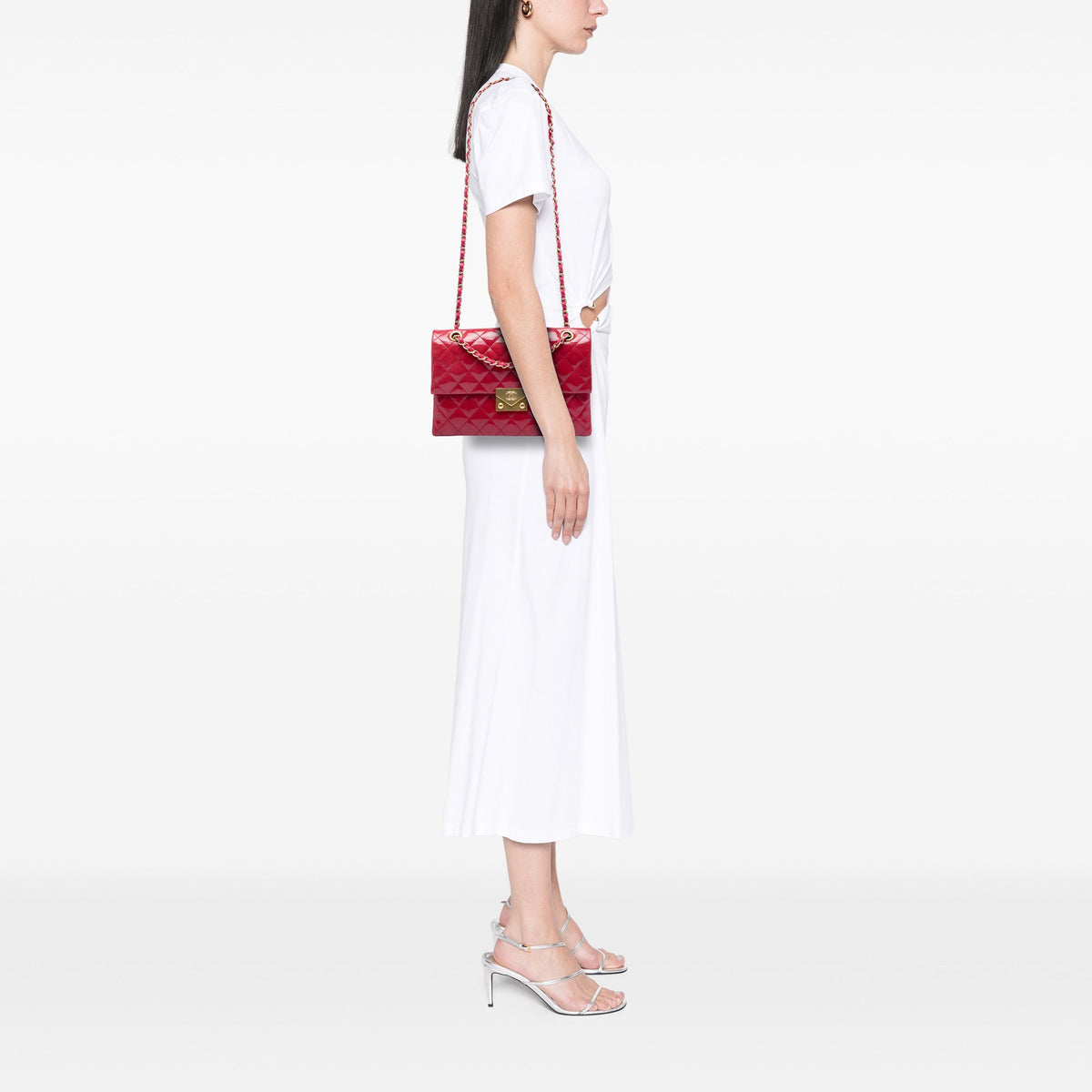 Chanel Quilted Patent Goatskin Pagoda Accordion Flap — Red