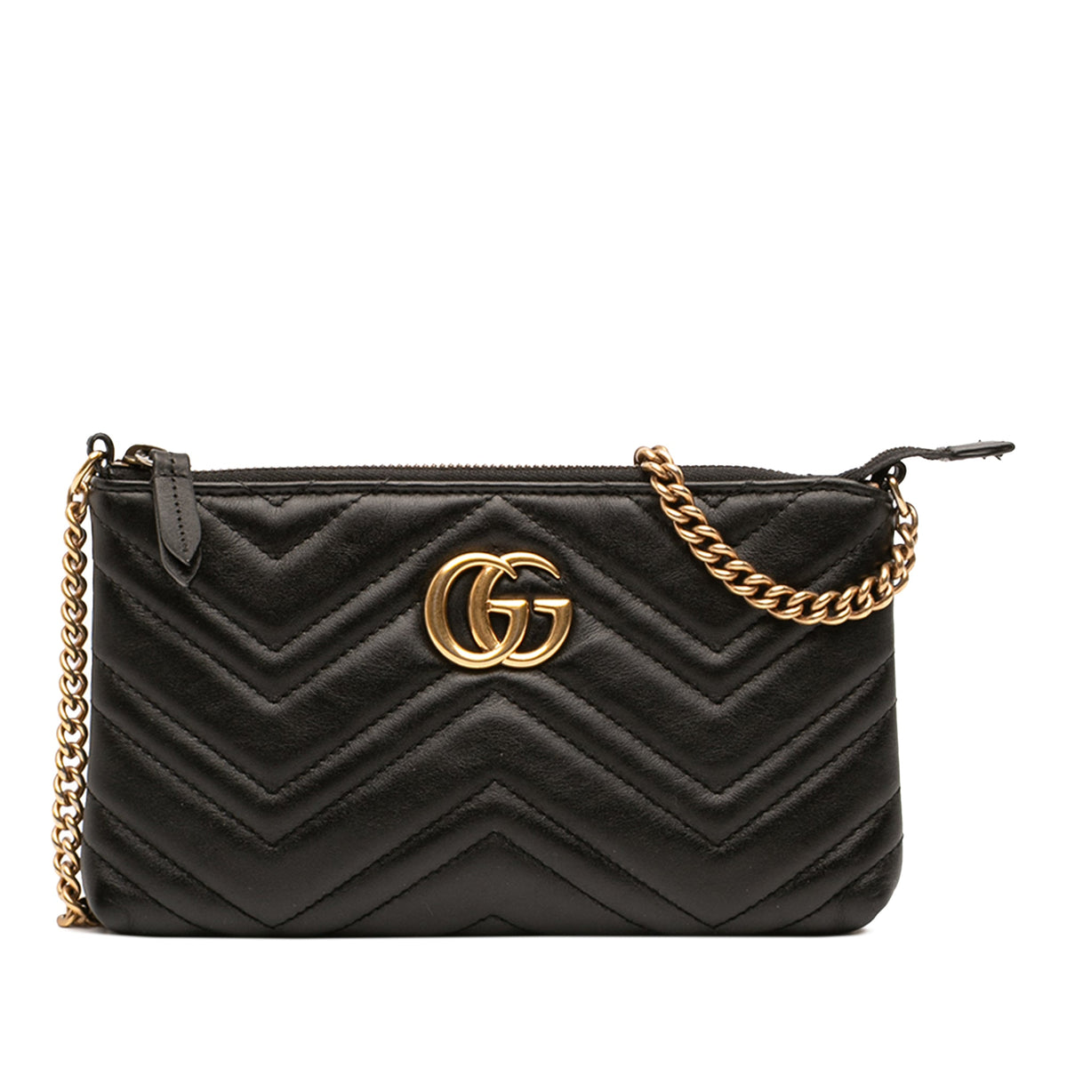 Gucci Mini GG Marmont Matelasse Leather Wallet On Chain