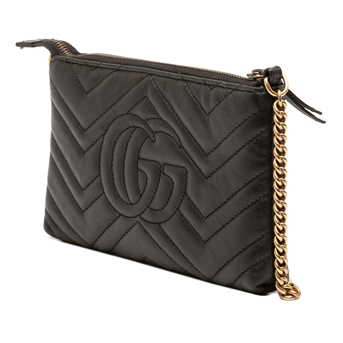 Gucci Mini GG Marmont Matelasse Leather Wallet On Chain