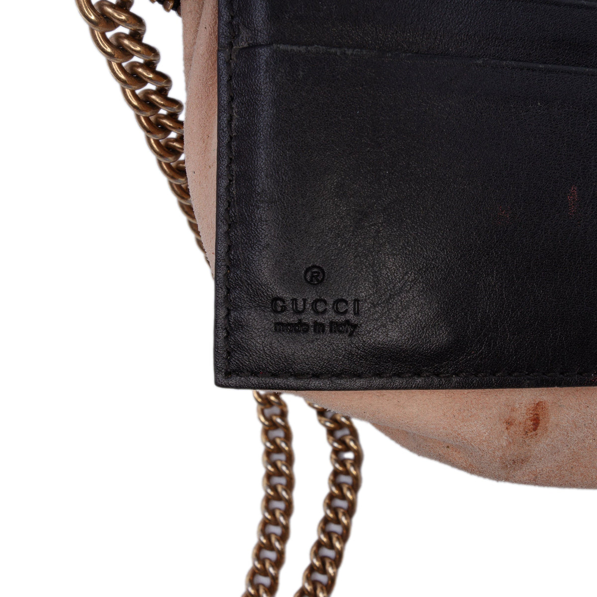 Gucci Mini GG Marmont Matelasse Leather Wallet On Chain