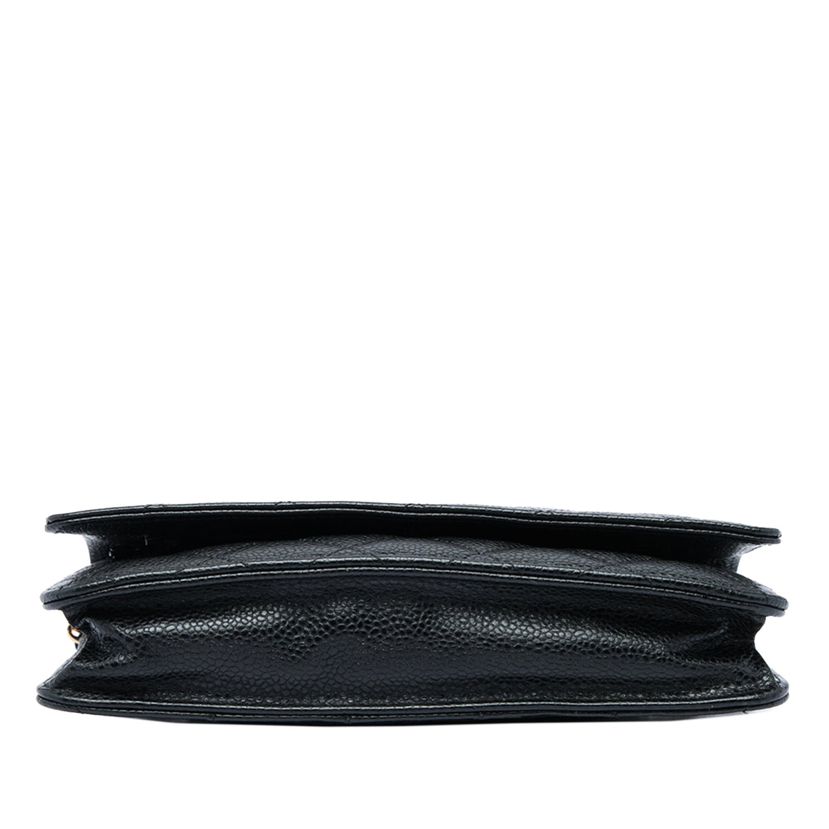 Chanel CC Quilted Caviar Wallet on Chain — Black
