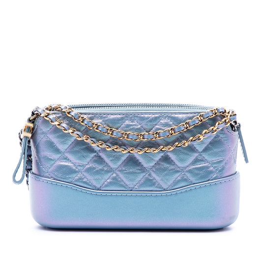 Chanel Iridescent Aged Calfskin Gabrielle Double Zip Clutch with Chain