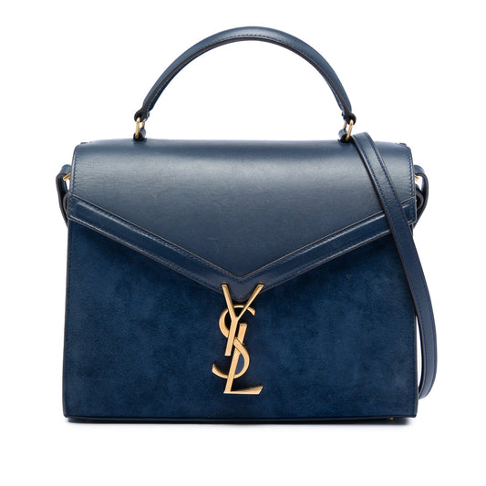 Saint Laurent Medium Calfskin and Suede Classic Monogram Cassandra Top Handle Bag