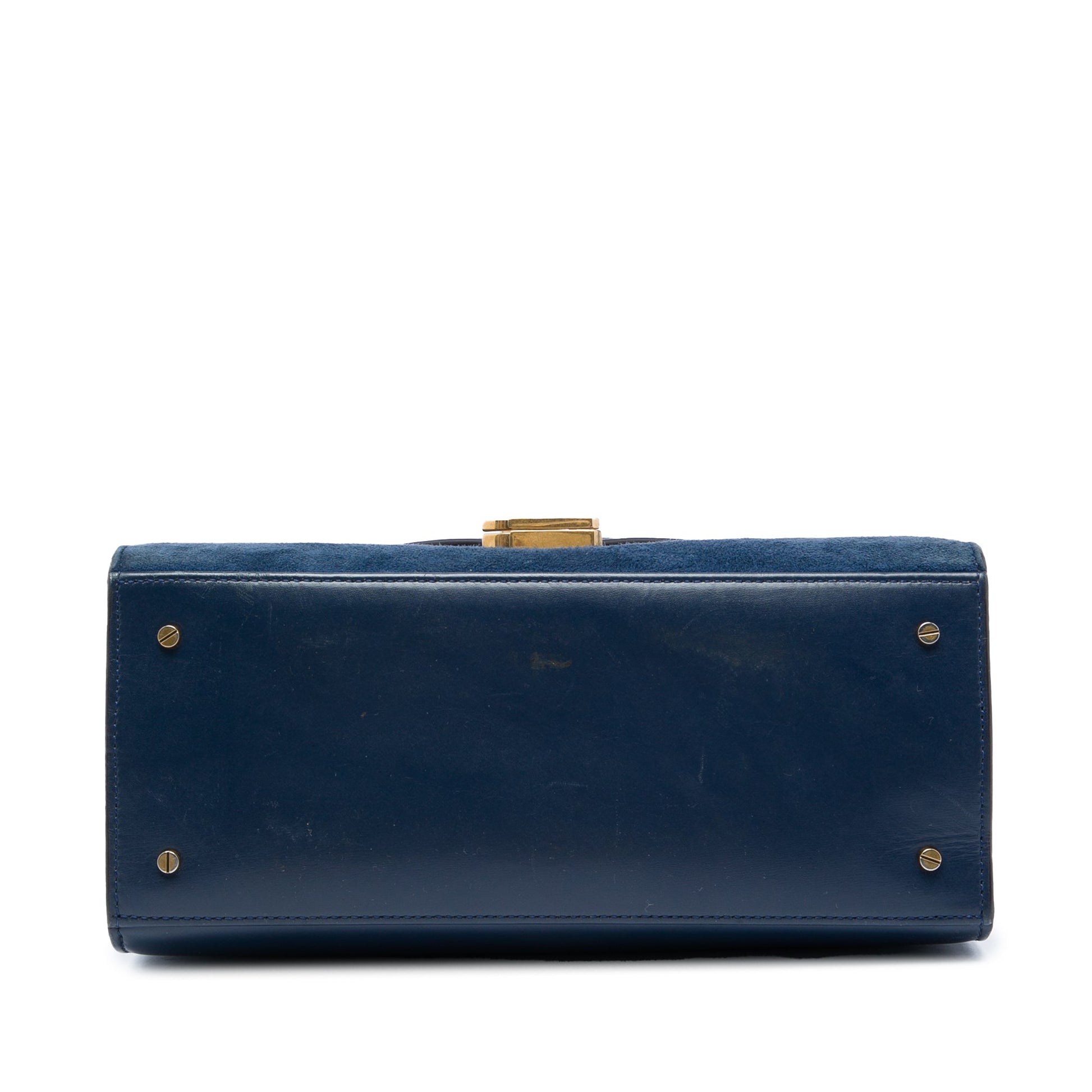 Saint Laurent Medium Calfskin and Suede Classic Monogram Cassandra Top Handle Bag