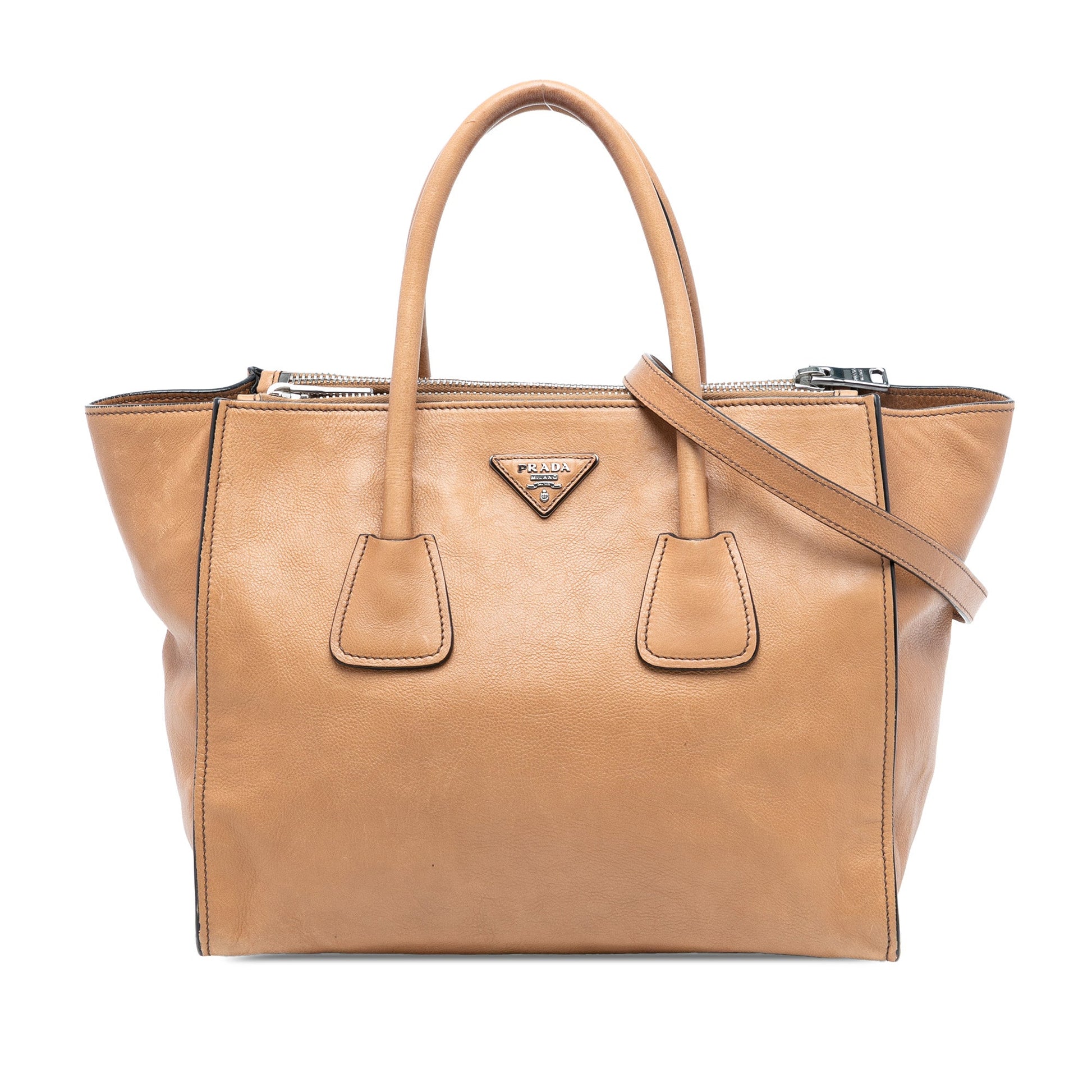 Prada Glace Calf Twin Pocket Double Handle Satchel