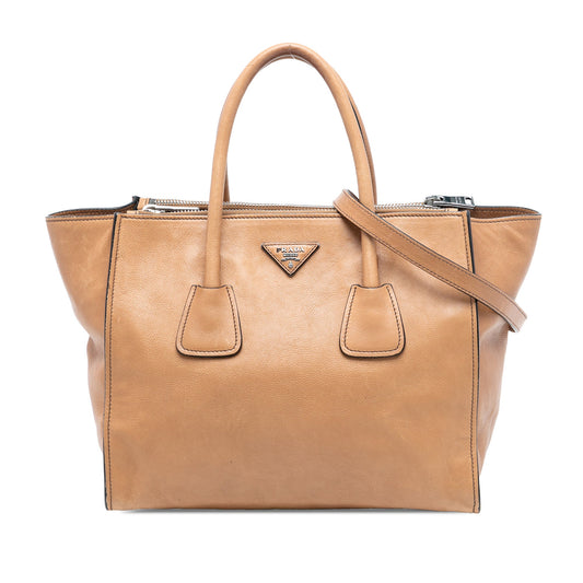 Prada Glace Calf Twin Pocket Double Handle Satchel