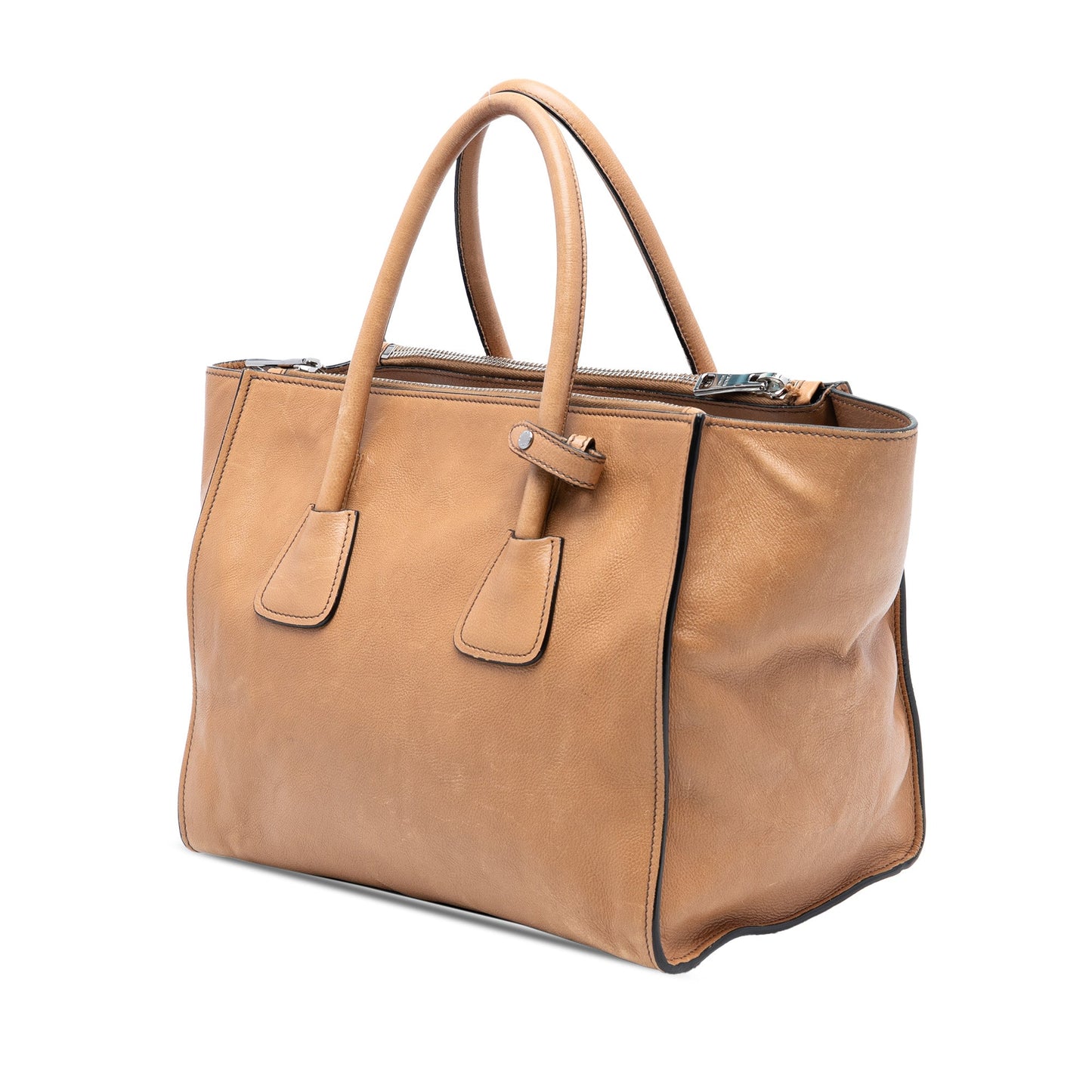 Prada Glace Calf Twin Pocket Double Handle Satchel