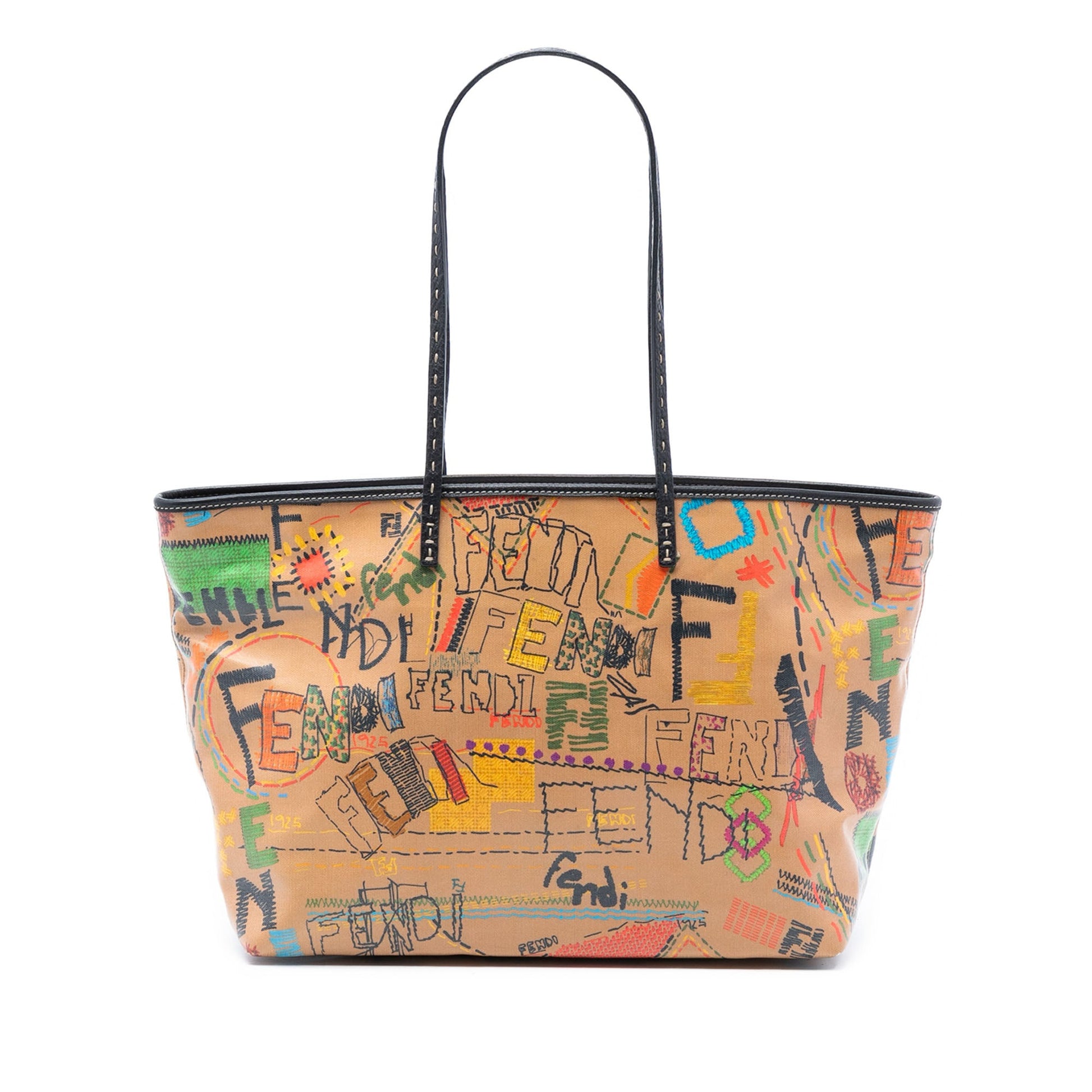 Fendi Medium Multicolore Coated Canvas Graffiti Roll Tote