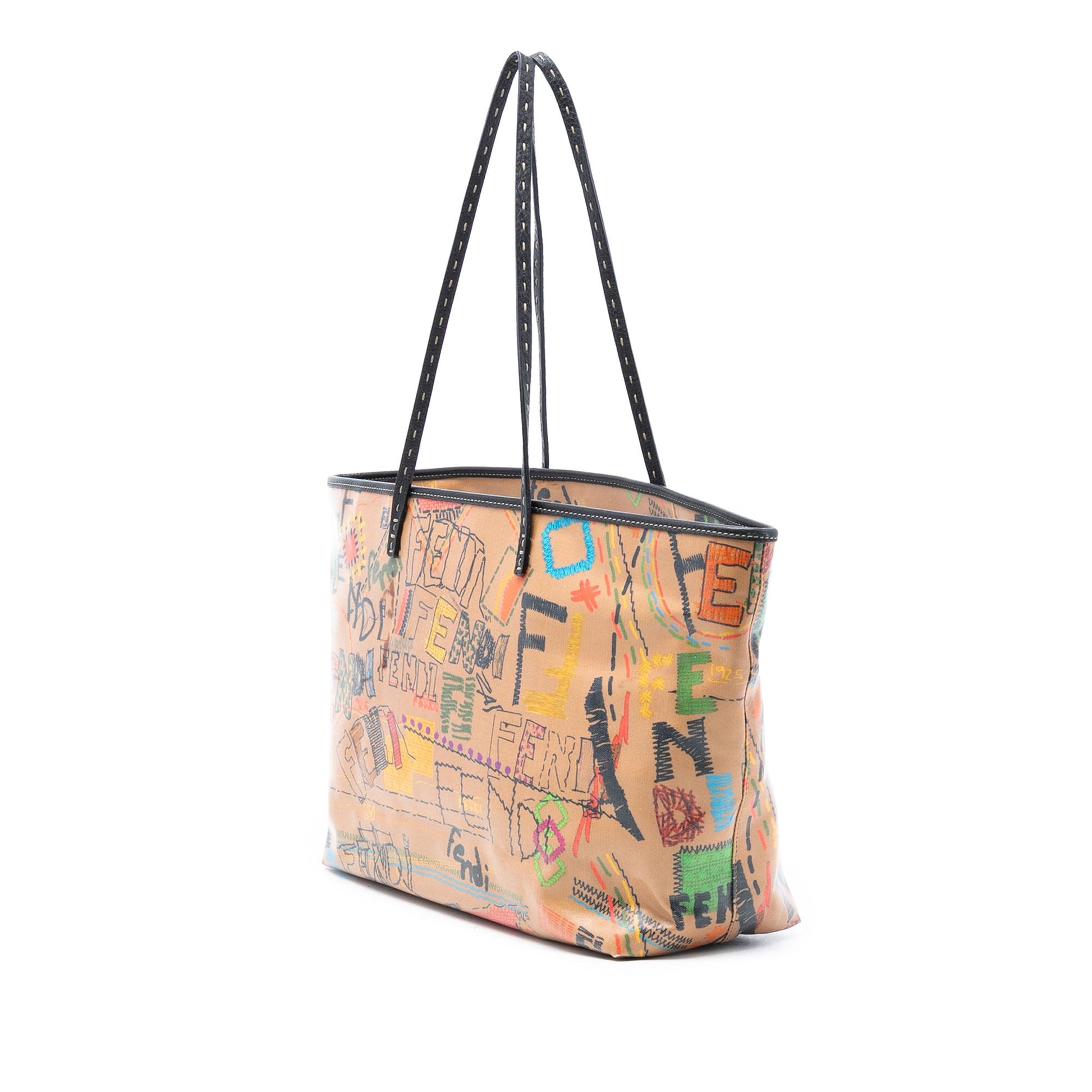 Fendi Medium Multicolore Coated Canvas Graffiti Roll Tote