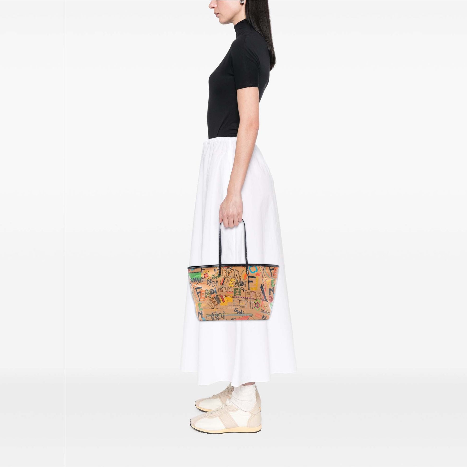 Fendi Medium Multicolore Coated Canvas Graffiti Roll Tote