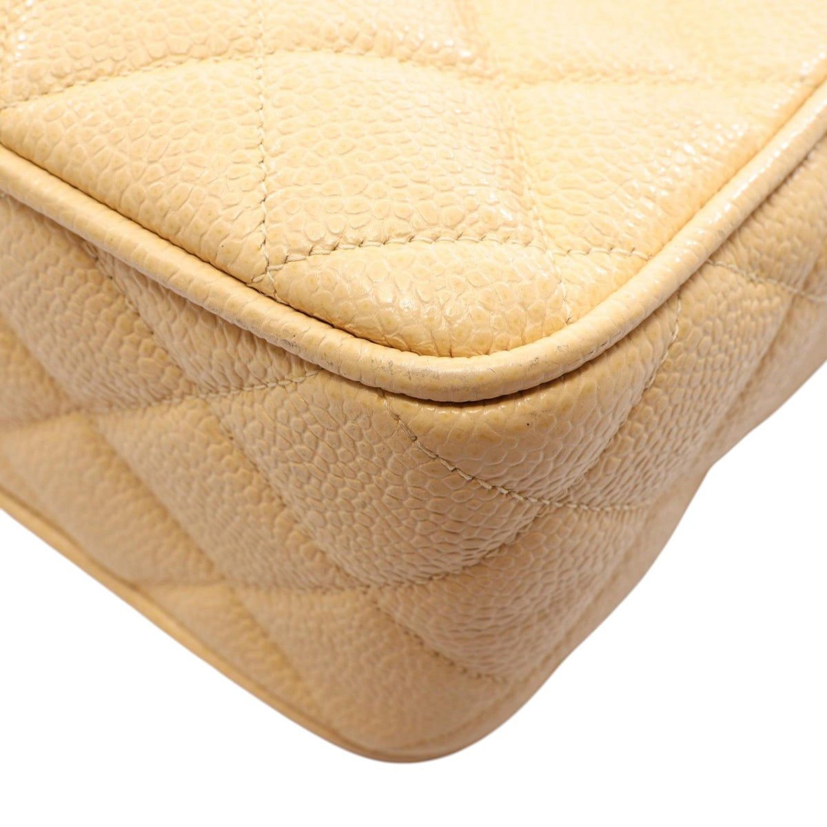 Chanel CC Quilted Caviar Camera Bag — Beige