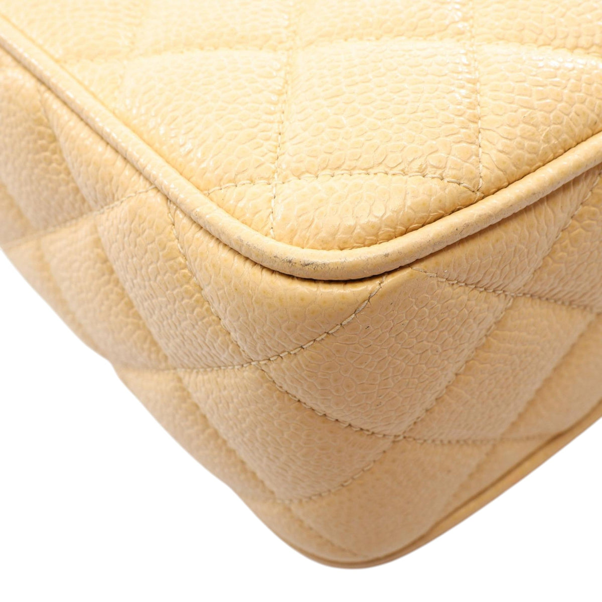 Chanel CC Quilted Caviar Camera Bag — Beige