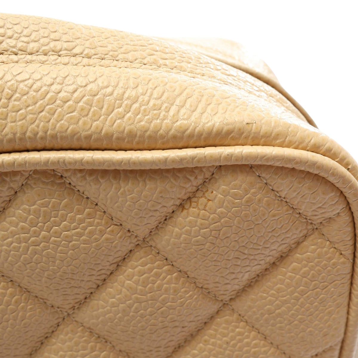 Chanel CC Quilted Caviar Camera Bag — Beige