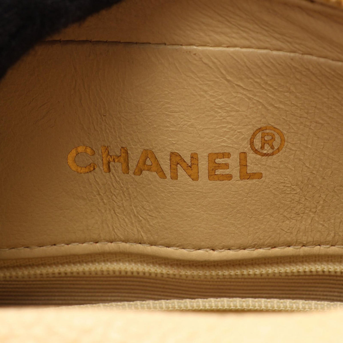 Chanel CC Quilted Caviar Camera Bag — Beige