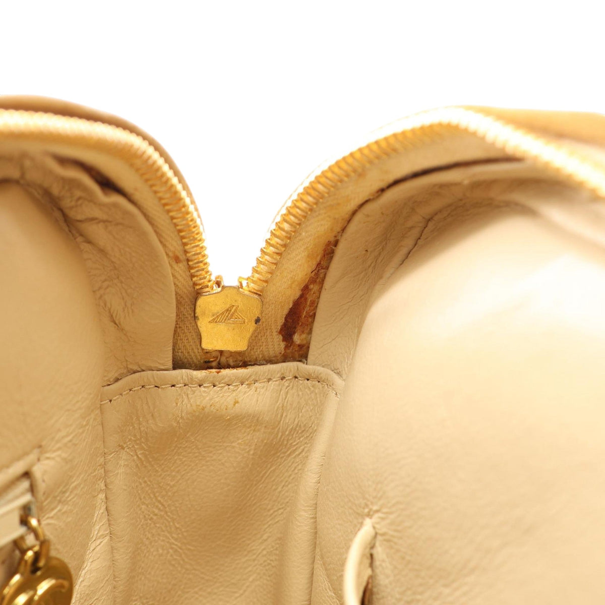Chanel CC Quilted Caviar Camera Bag — Beige