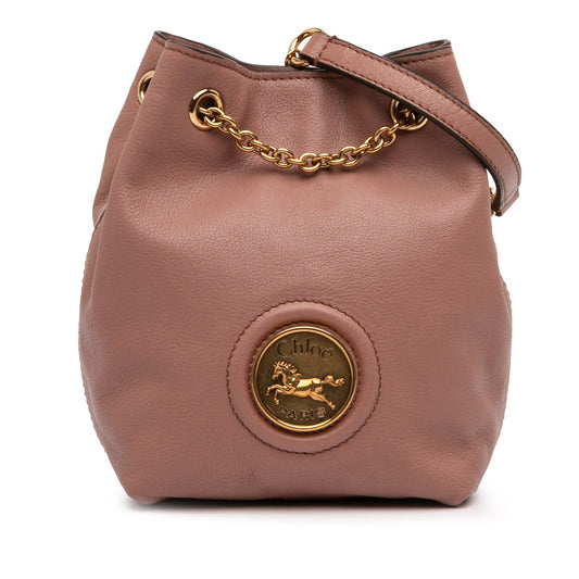 Mini Buffalo Leather Horse Medal Bucket Bag
