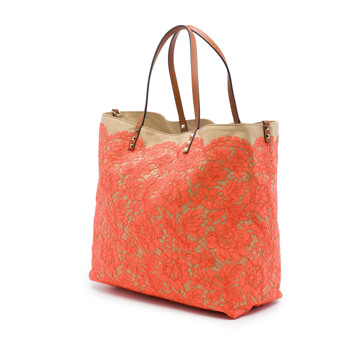 Valentino Canvas Rockstud Glam Lace Reversible Tote